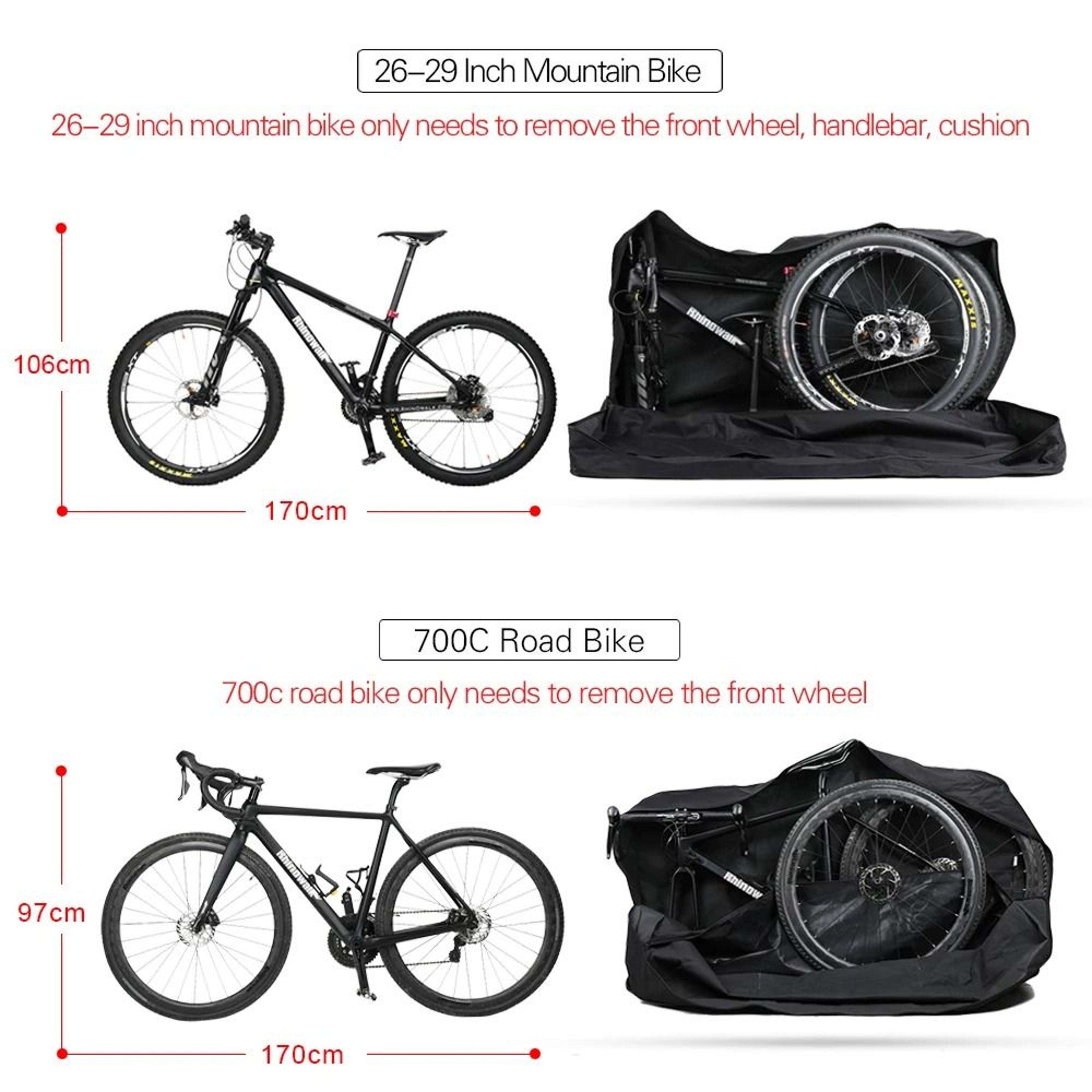 2629 Inch Bicycle Transport Bag Portable Folding Bike Travel Carry Case 2