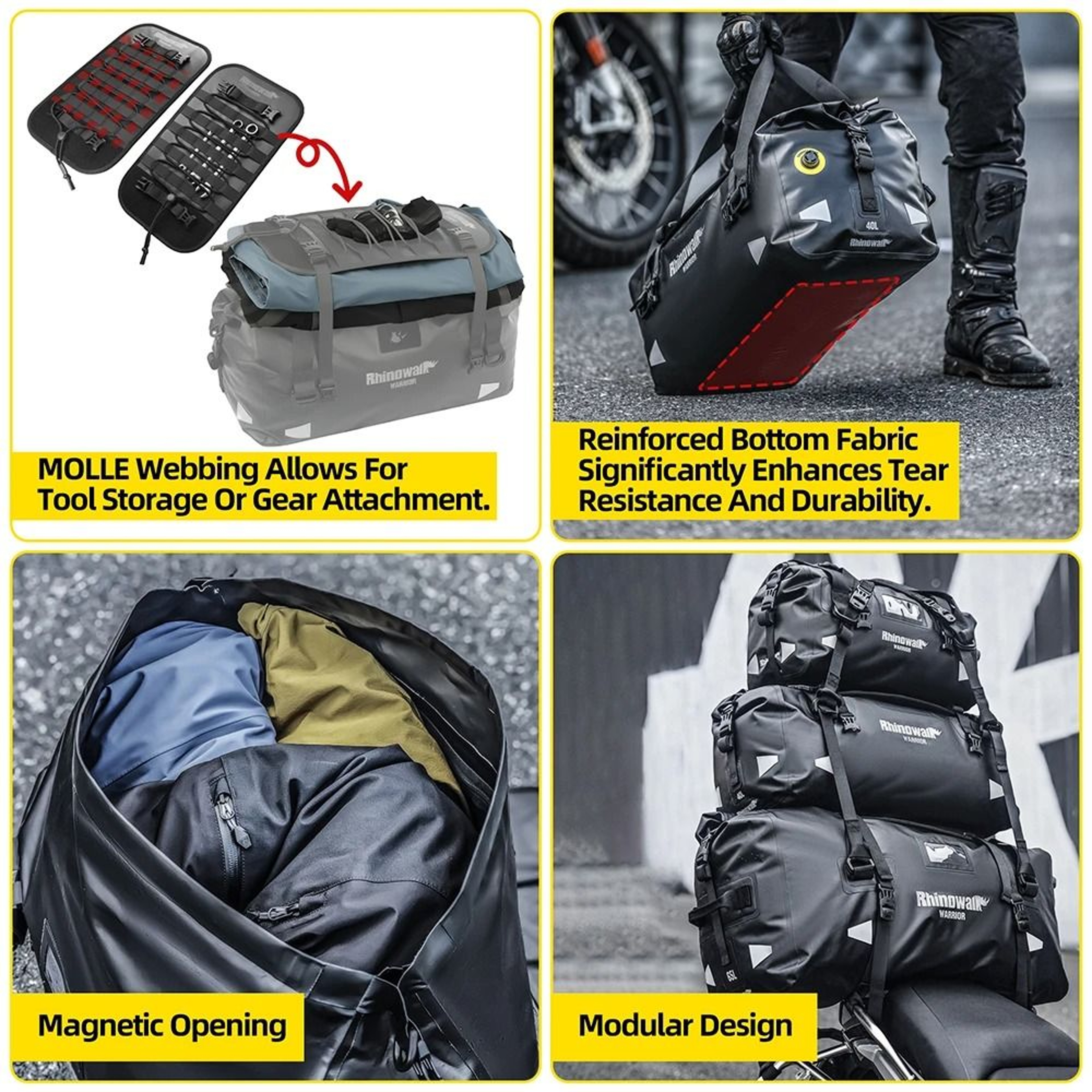 20L65L Waterproof Motorcycle Tail Bag With MOLLE Expansion 7
