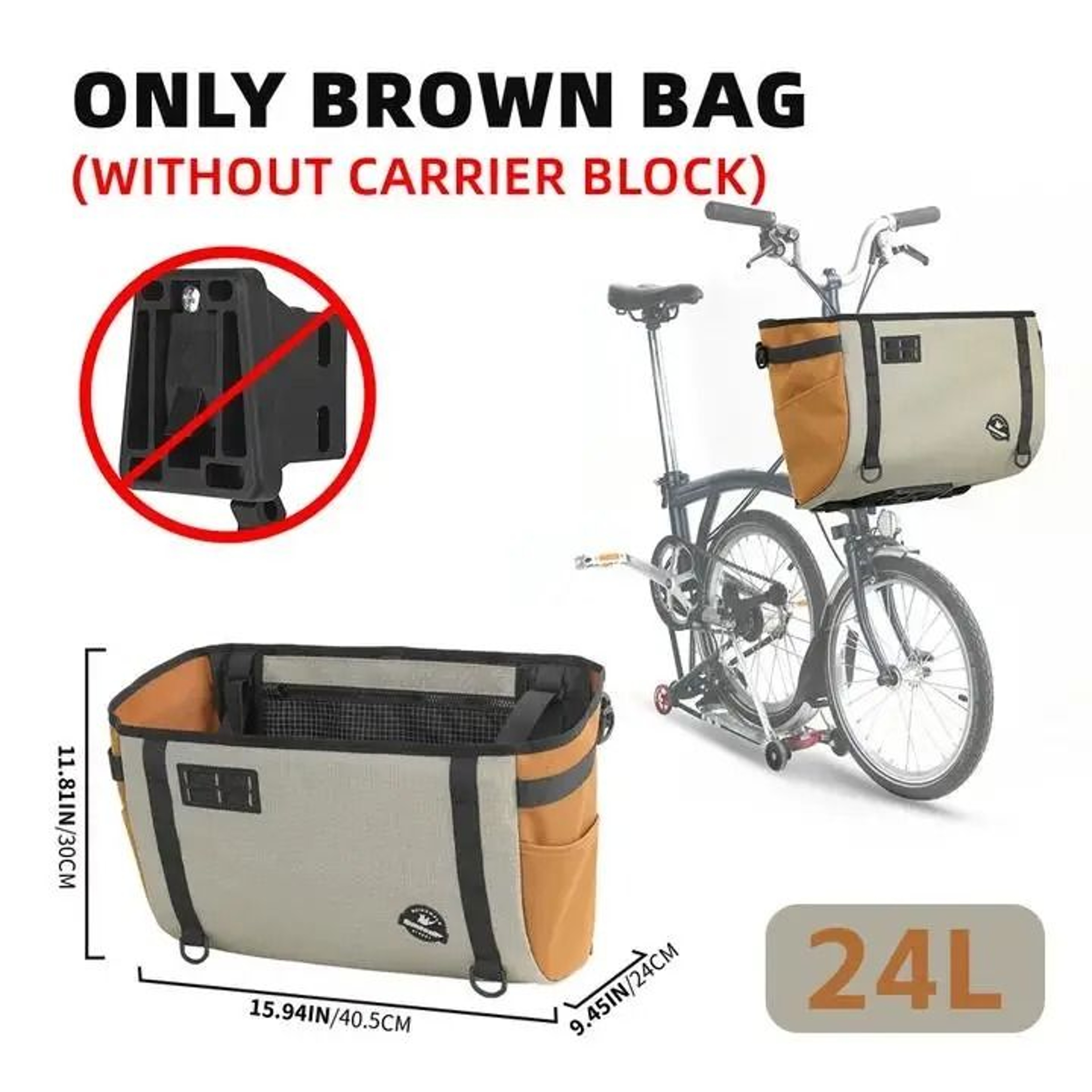 17L24L Bicycle Front Basket Bag With Hidden Support Frame 2