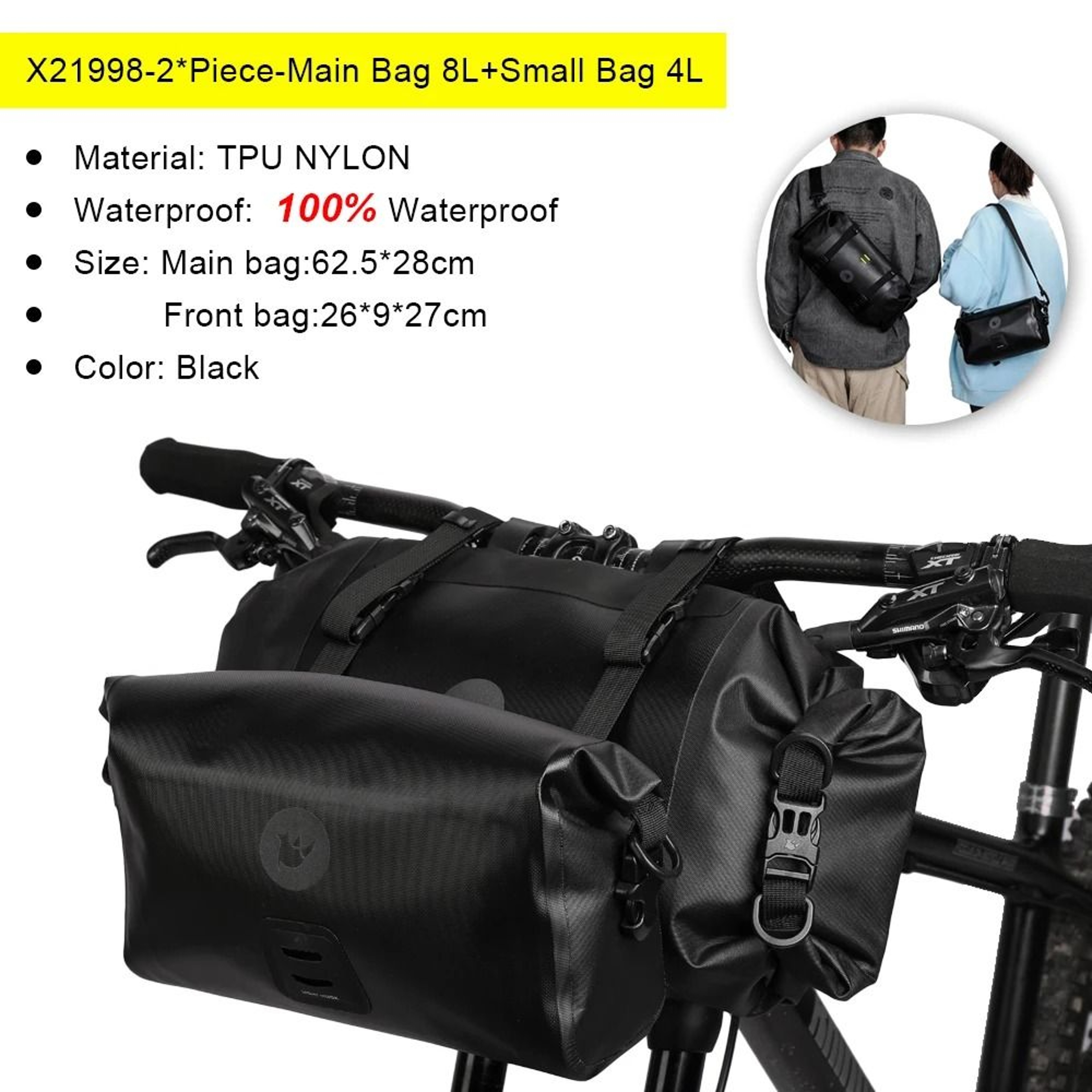 Waterproof Bike Handlebar Bag Large Capacity Front Storage Set 3