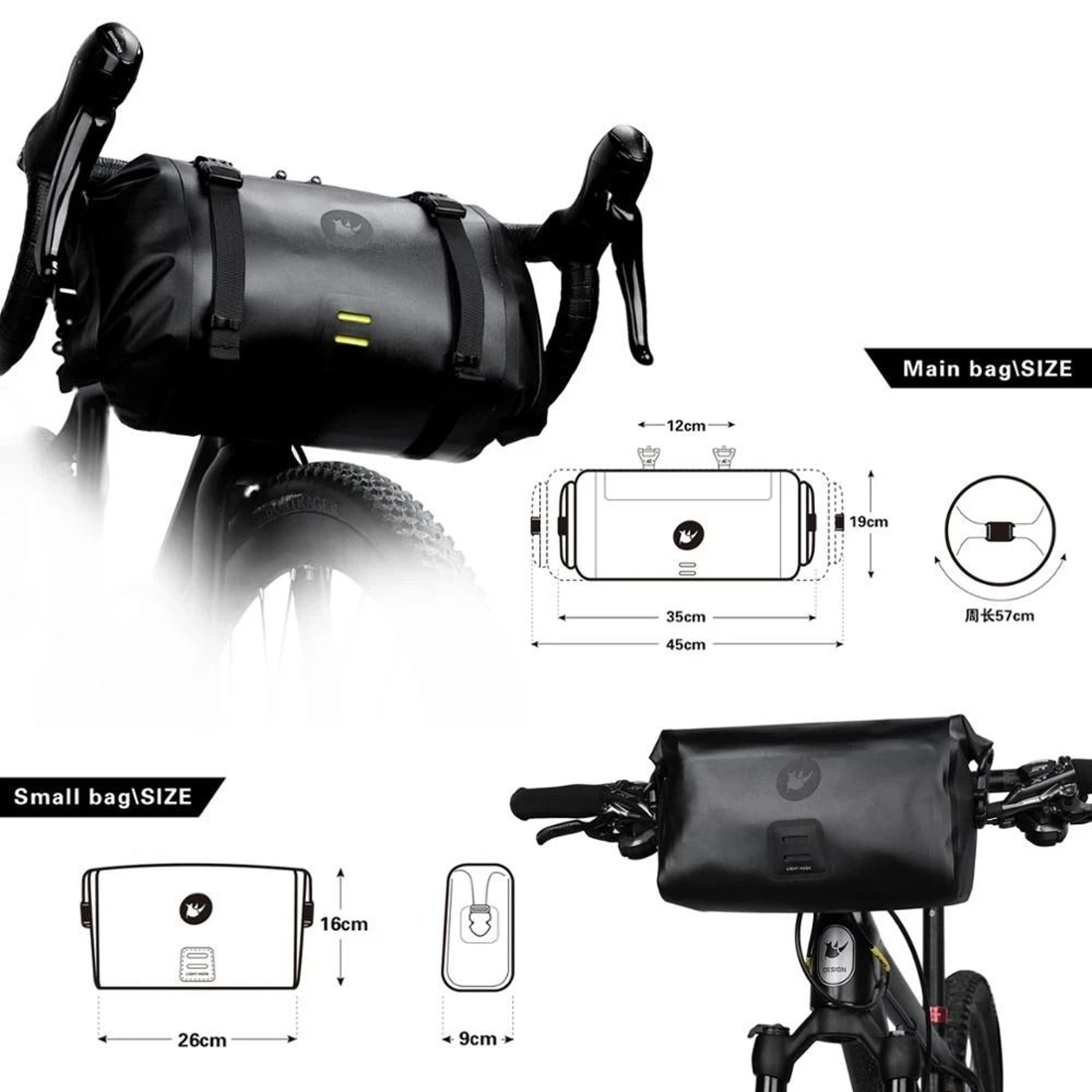 Waterproof Bike Handlebar Bag Large Capacity Front Storage Set 7