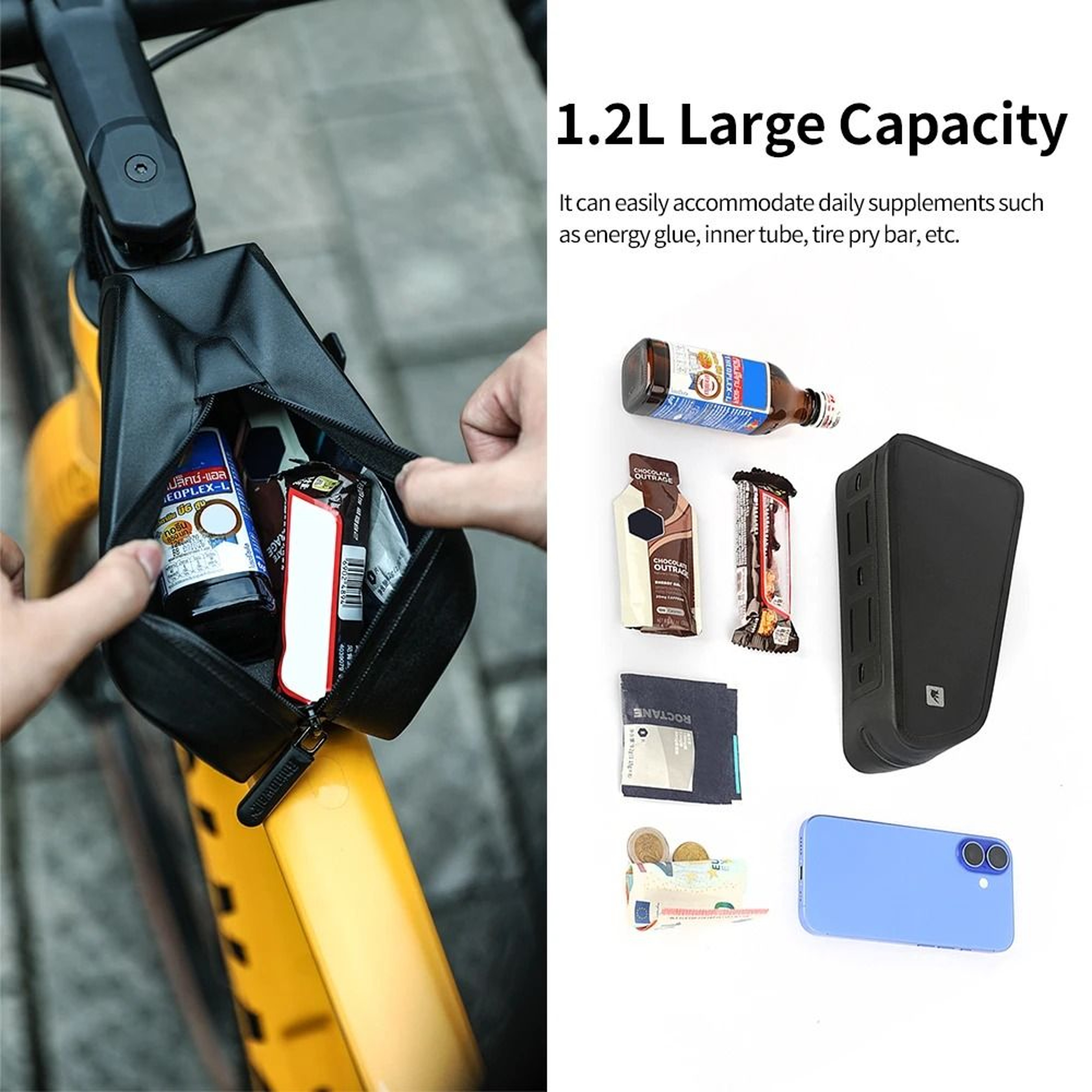12L Bike Top Tube Bag WaterResistant DualMount Frame Pack 1