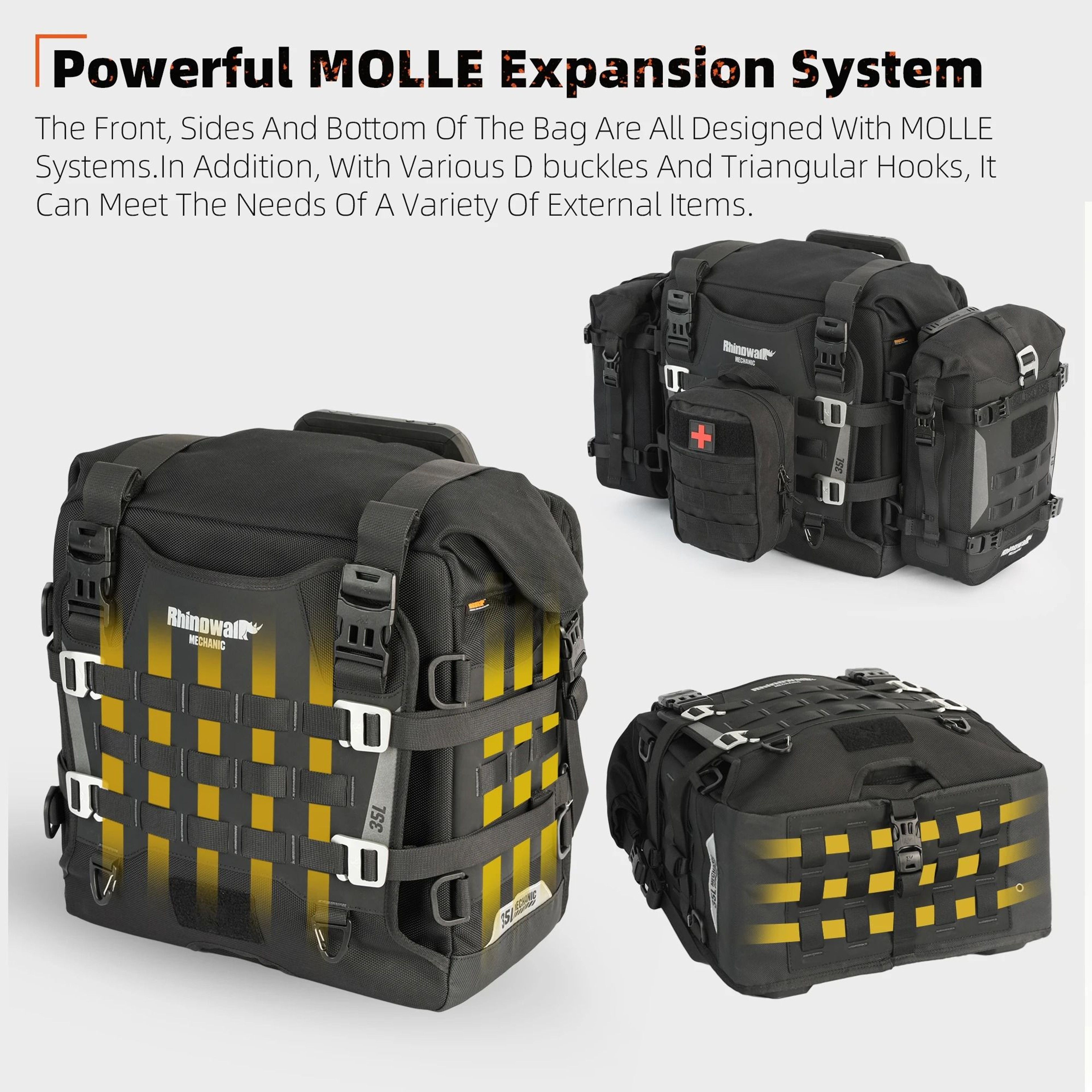 35L Motorcycle Side Bag Quick Release Waterproof Pannier 9