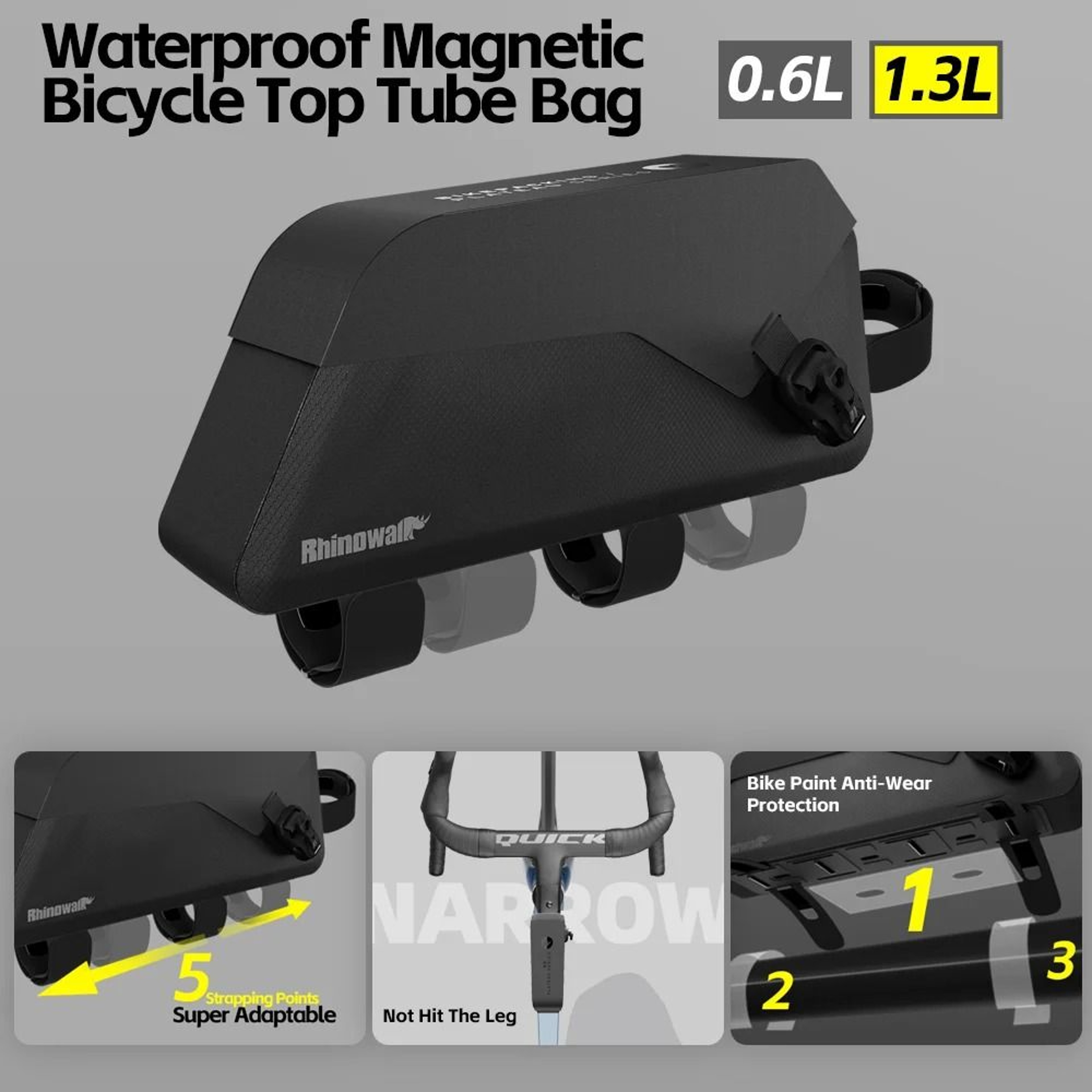 Magnetic Bike Top Tube Bag IPX4 QuickAccess Frame Pack 7