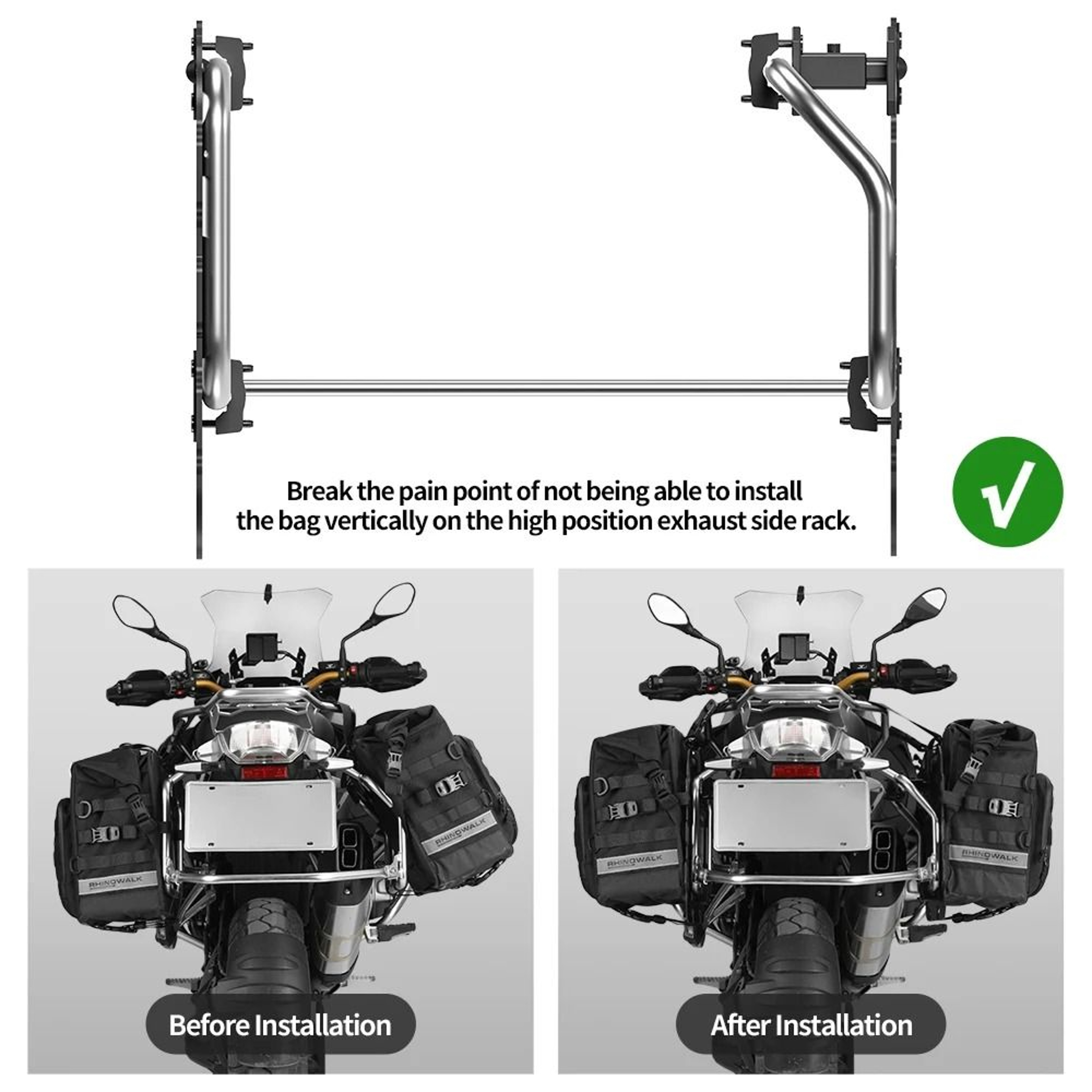 Motorcycle Side Rack Extender Accessory Mount Support Plate 5