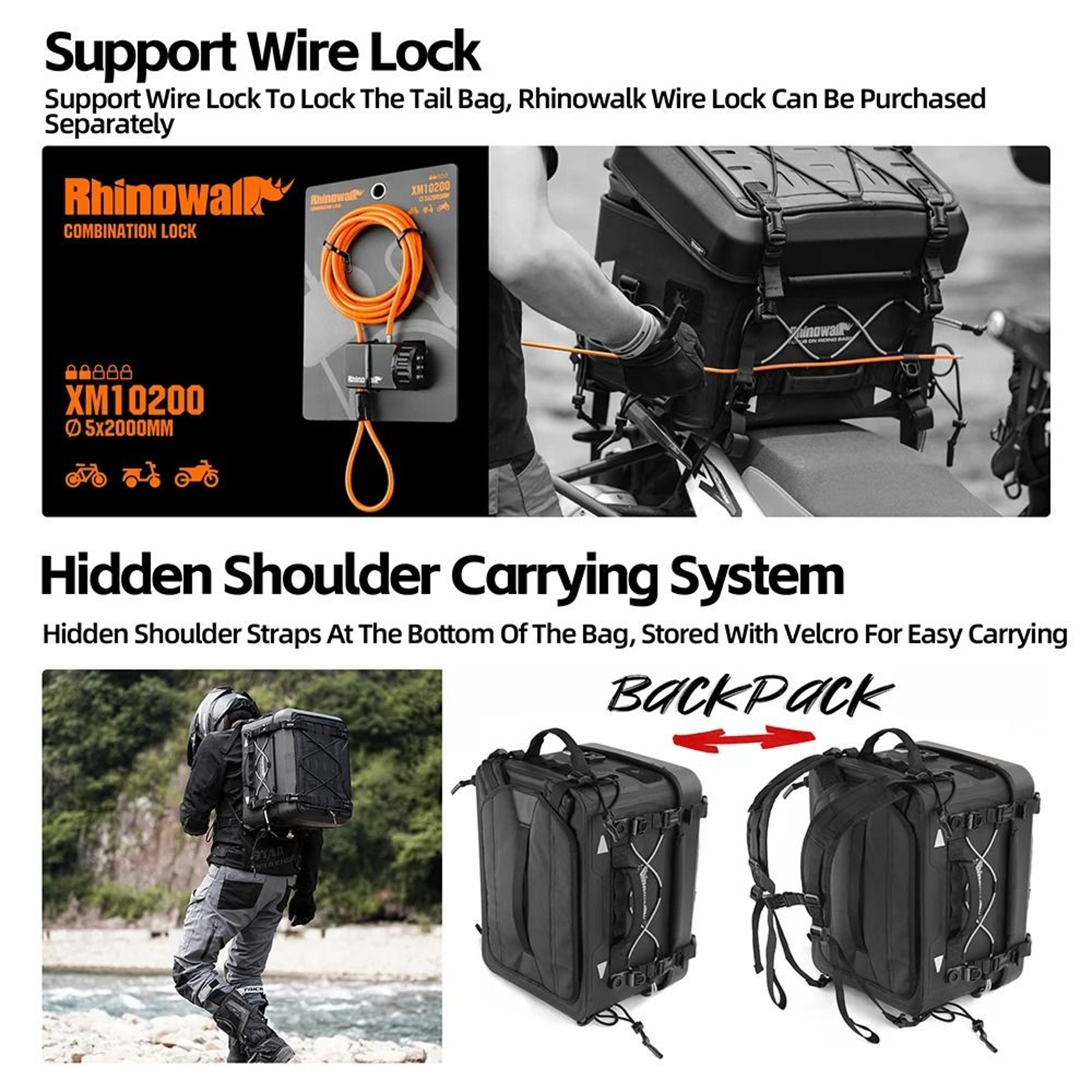 36L72L Motorcycle Tail Bag Hard Shell Camera And Cooler Pack 10