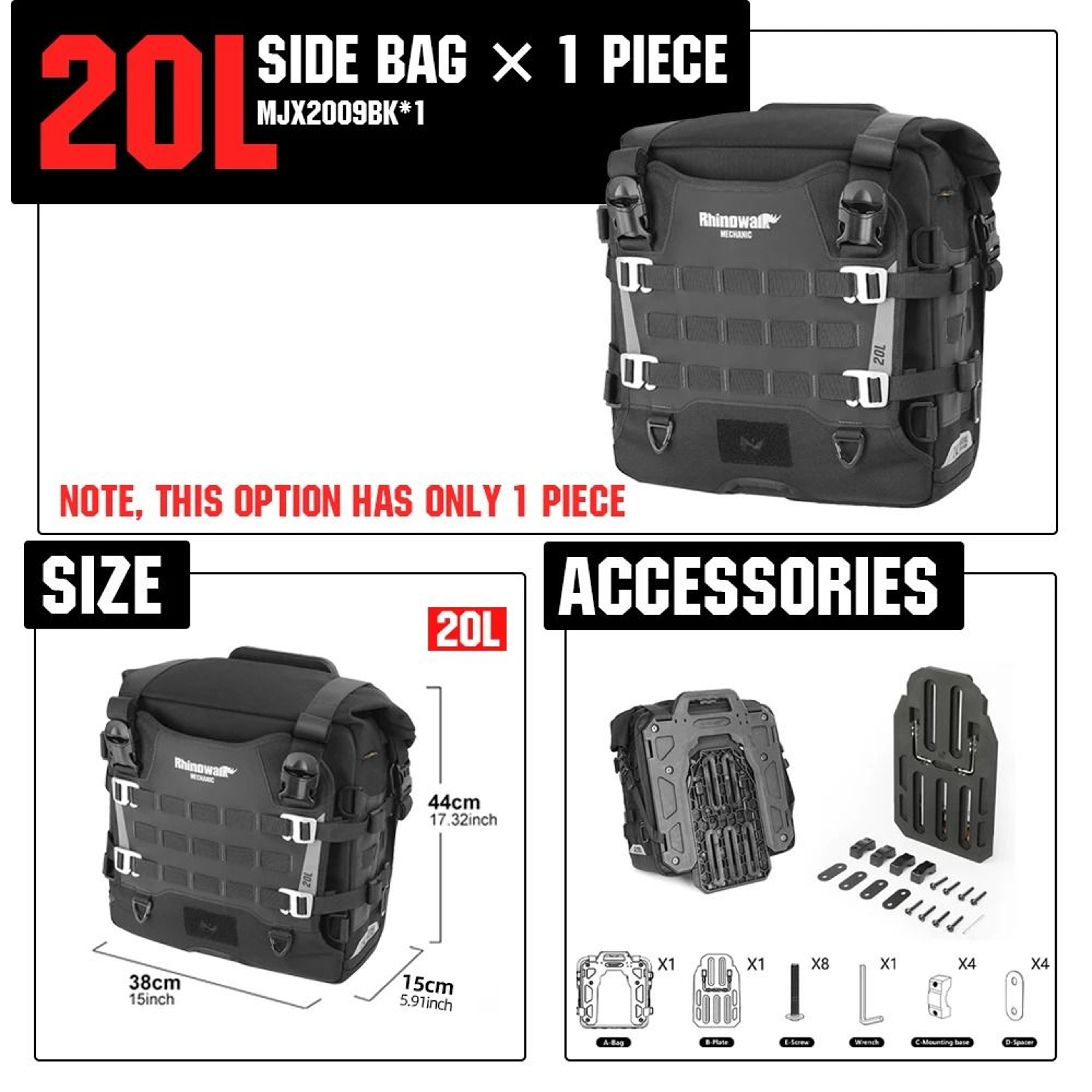 20L35L Motorcycle Side Bag Quick Release Waterproof Pannier 1