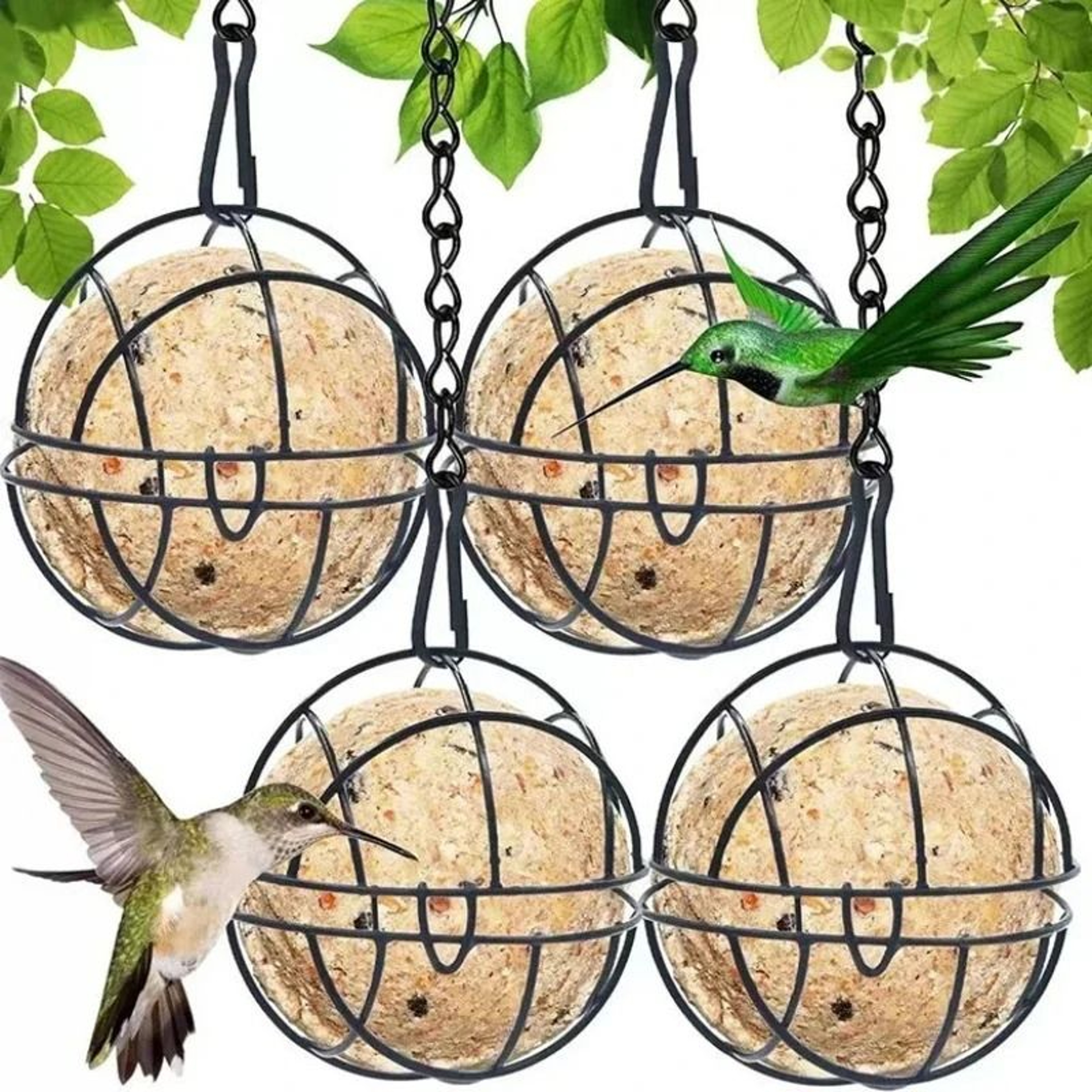 Metal Suet Ball Bird Feeder With Hanging Chain 0