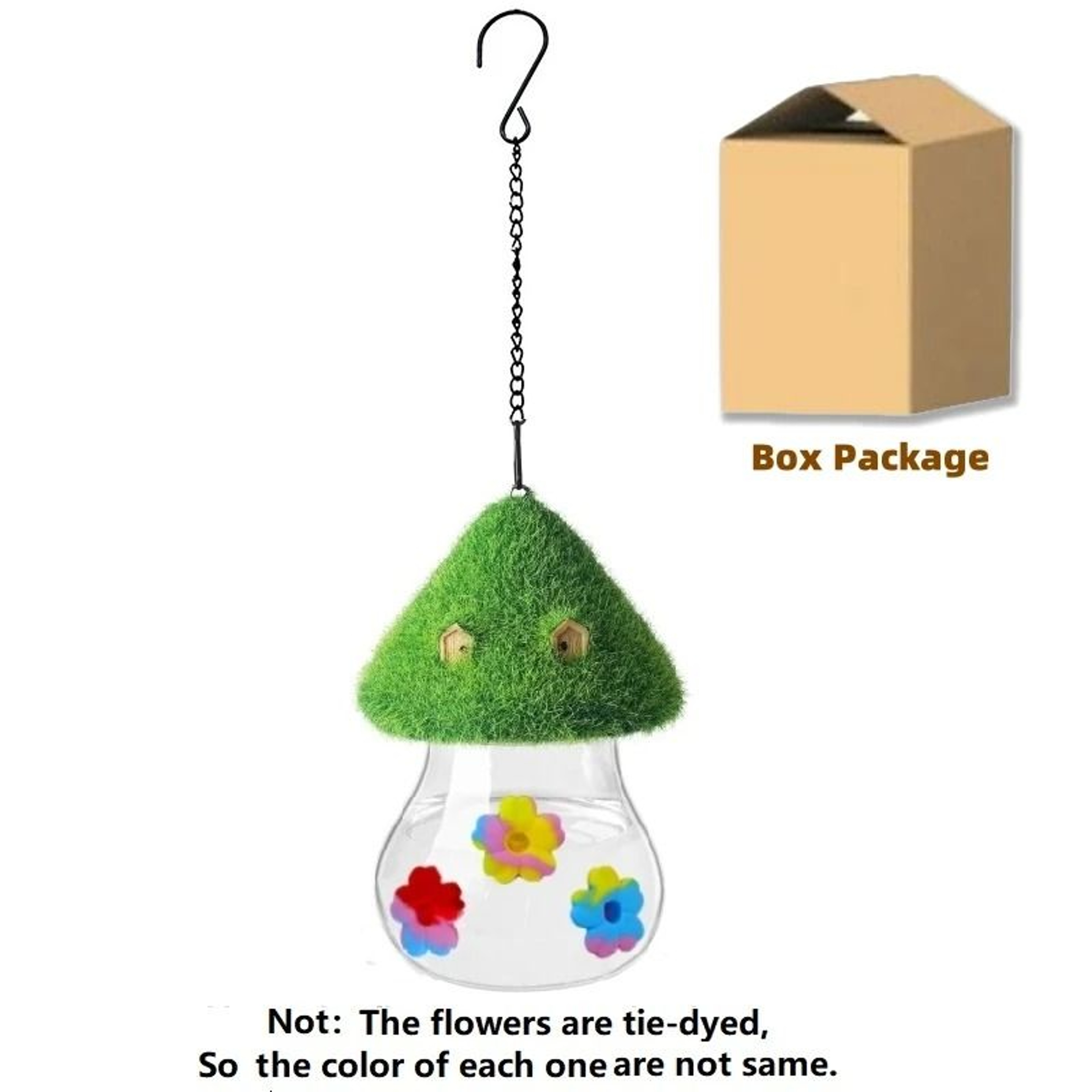 Hanging Hummingbird Feeder With Mushroom Wind Chime Decor 2