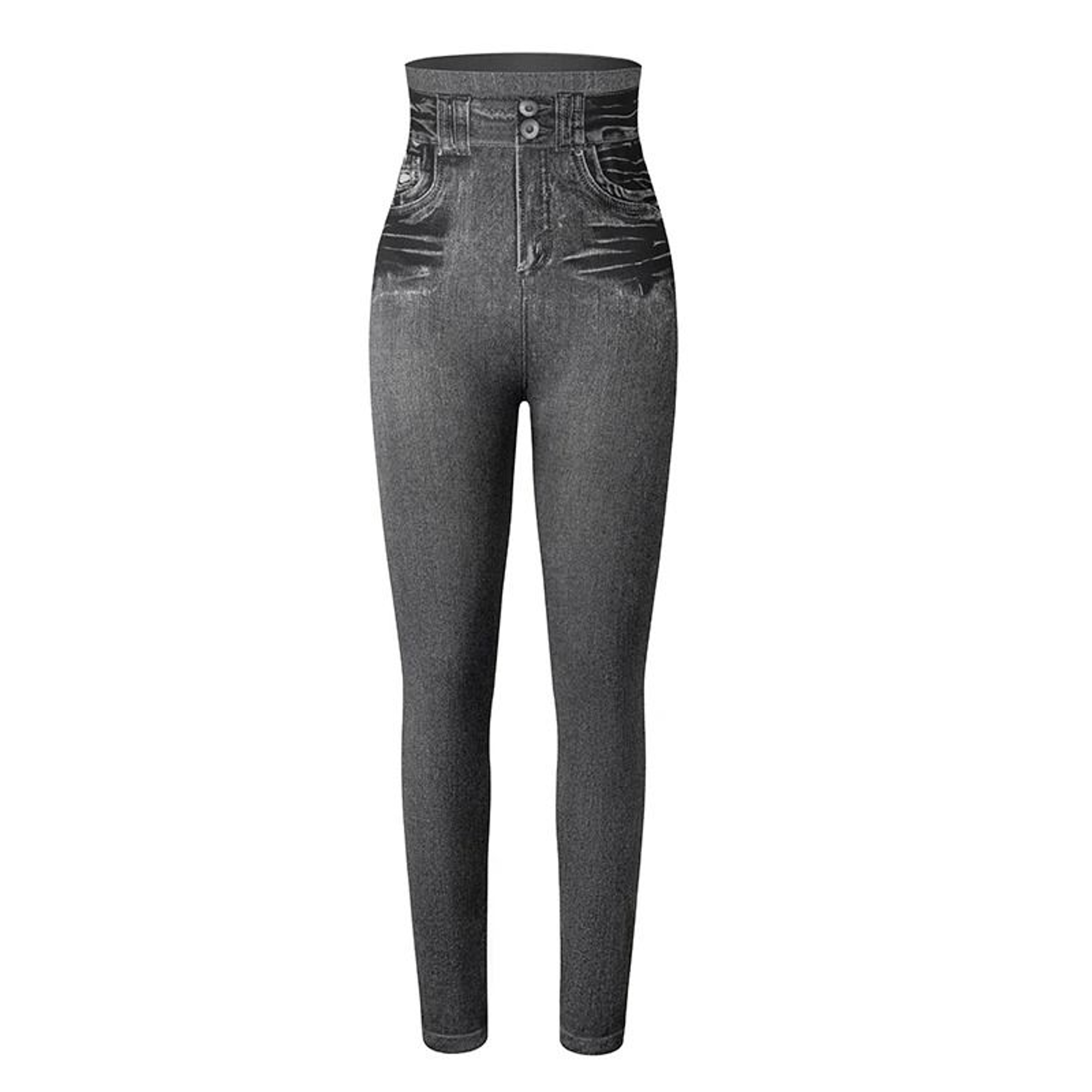 Womens Faux Denim Leggings Slim Stretch Printed Jeggings 3