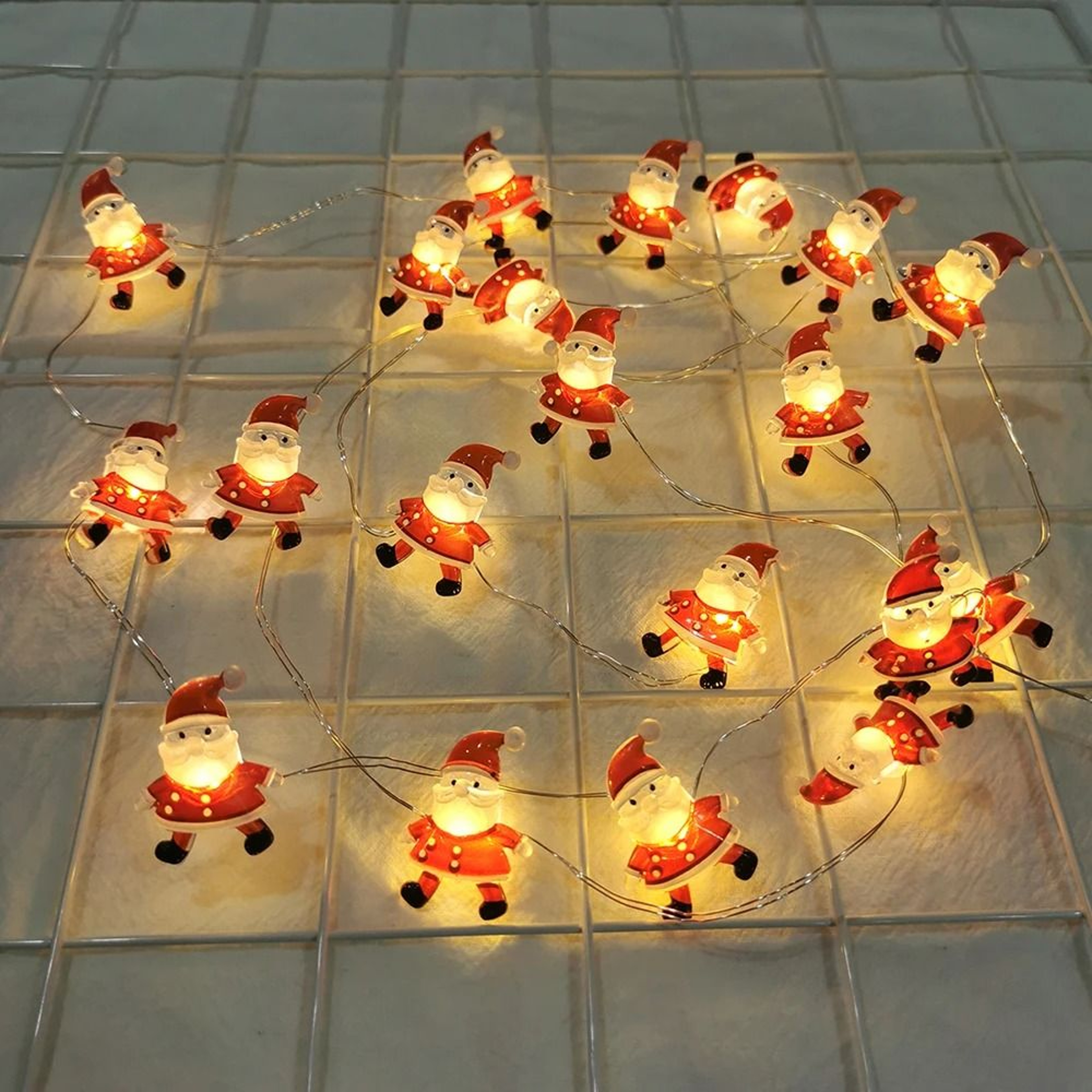 Santa  Snowman Christmas LED String Lights Festive Tree Garland 6