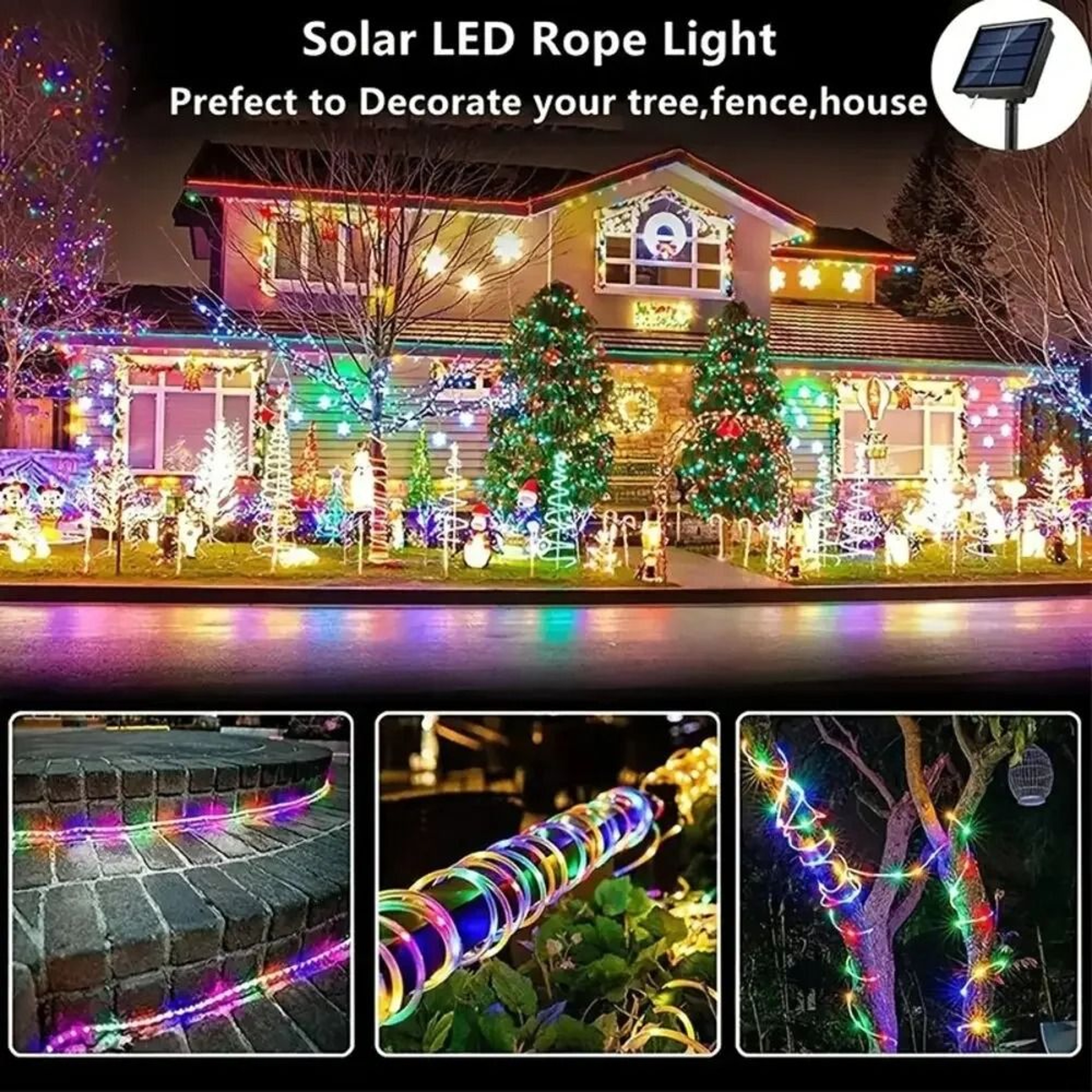 Flexible Solar Rope Lights Outdoor With 8 Modes And Waterproof LED Fairy Lights 9