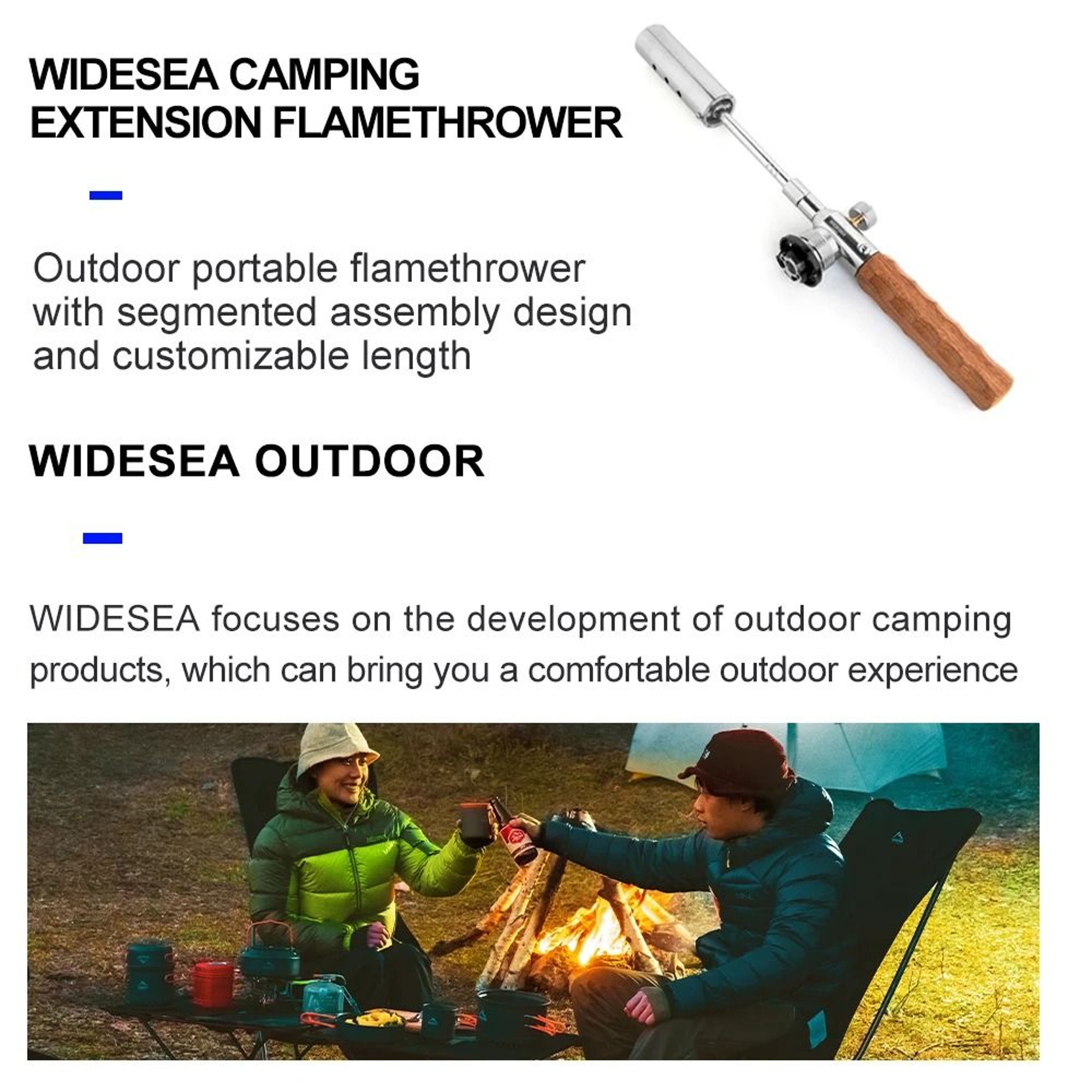 Camping Torch Long Handle Stainless Steel Detachable Fire Starter 5
