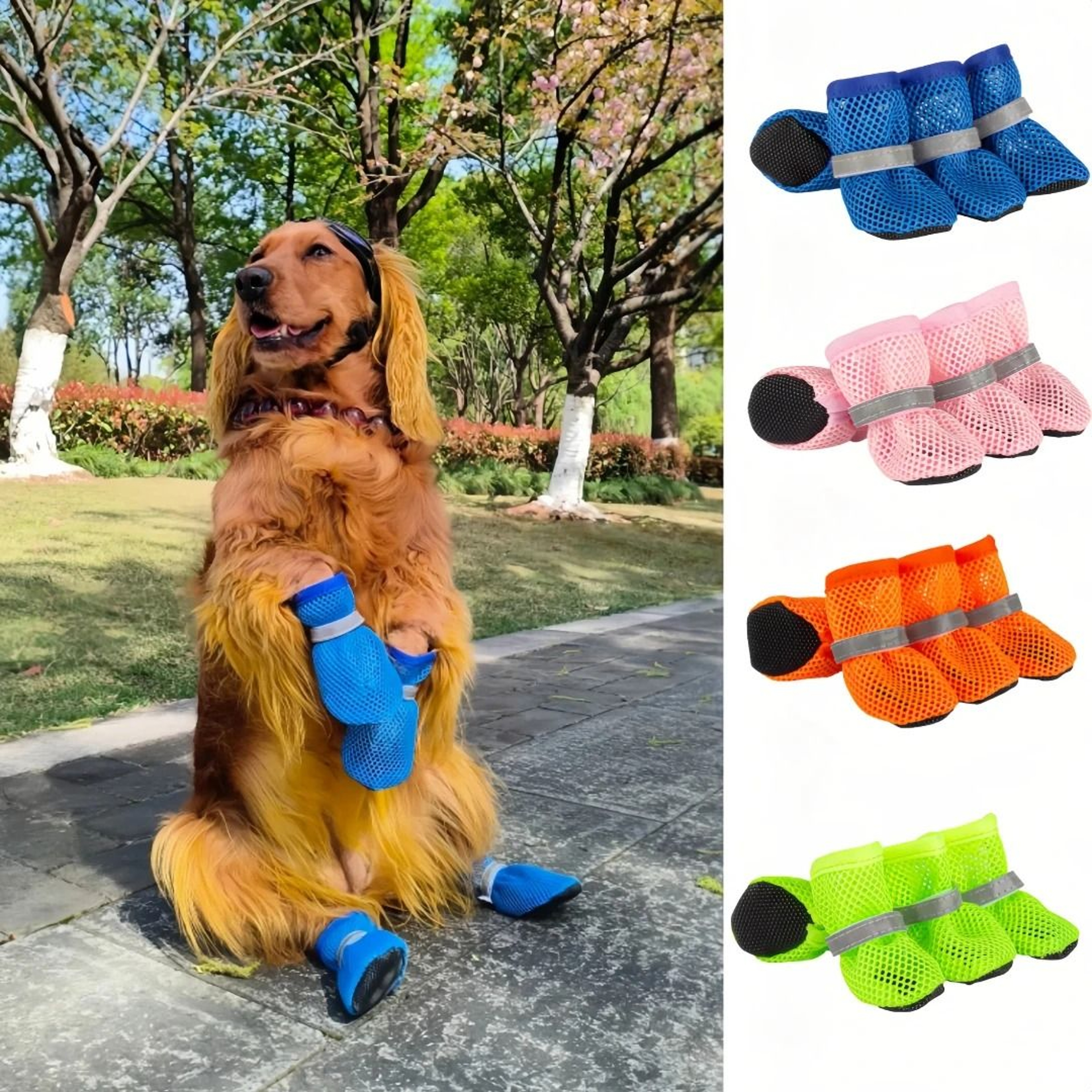 4PCS Breathable Dog Shoes AntiSlip Summer Paw Protector Boots 13