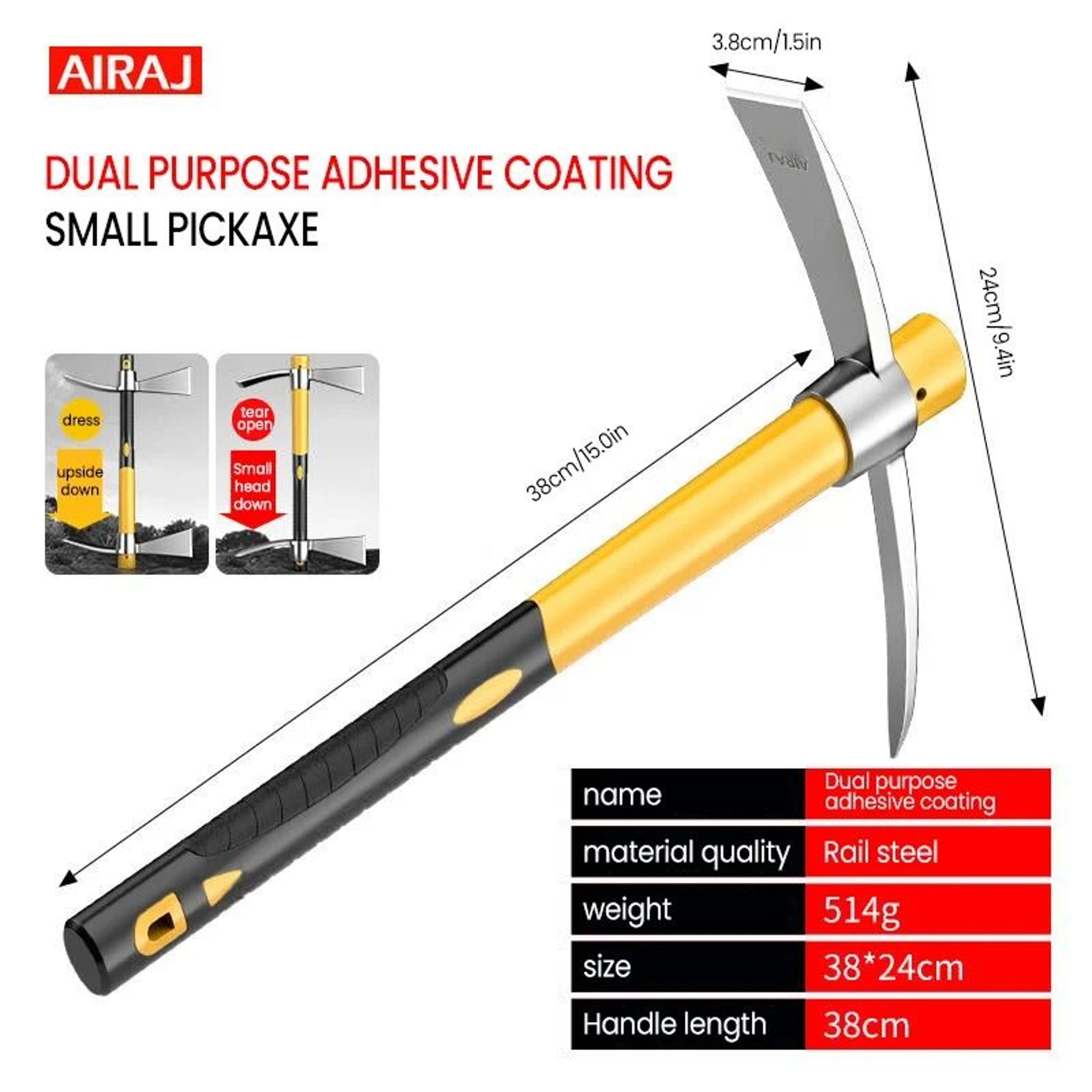 Garden Pick Axe HighHardness Steel Soil Loosening Hand Tool 2