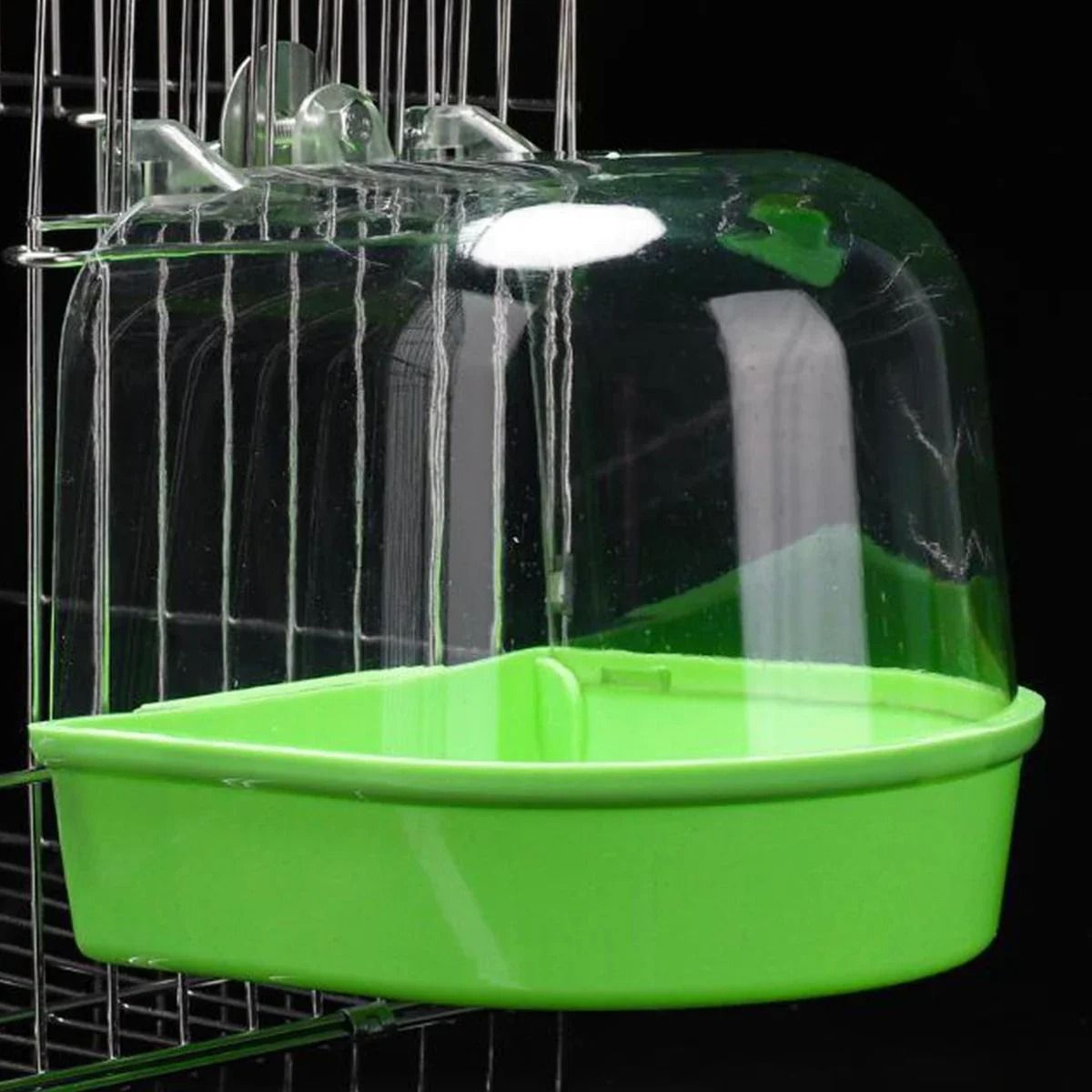 Hanging Bird Bath Box Clear Cage Shower For Parakeets And Small Parrots 2