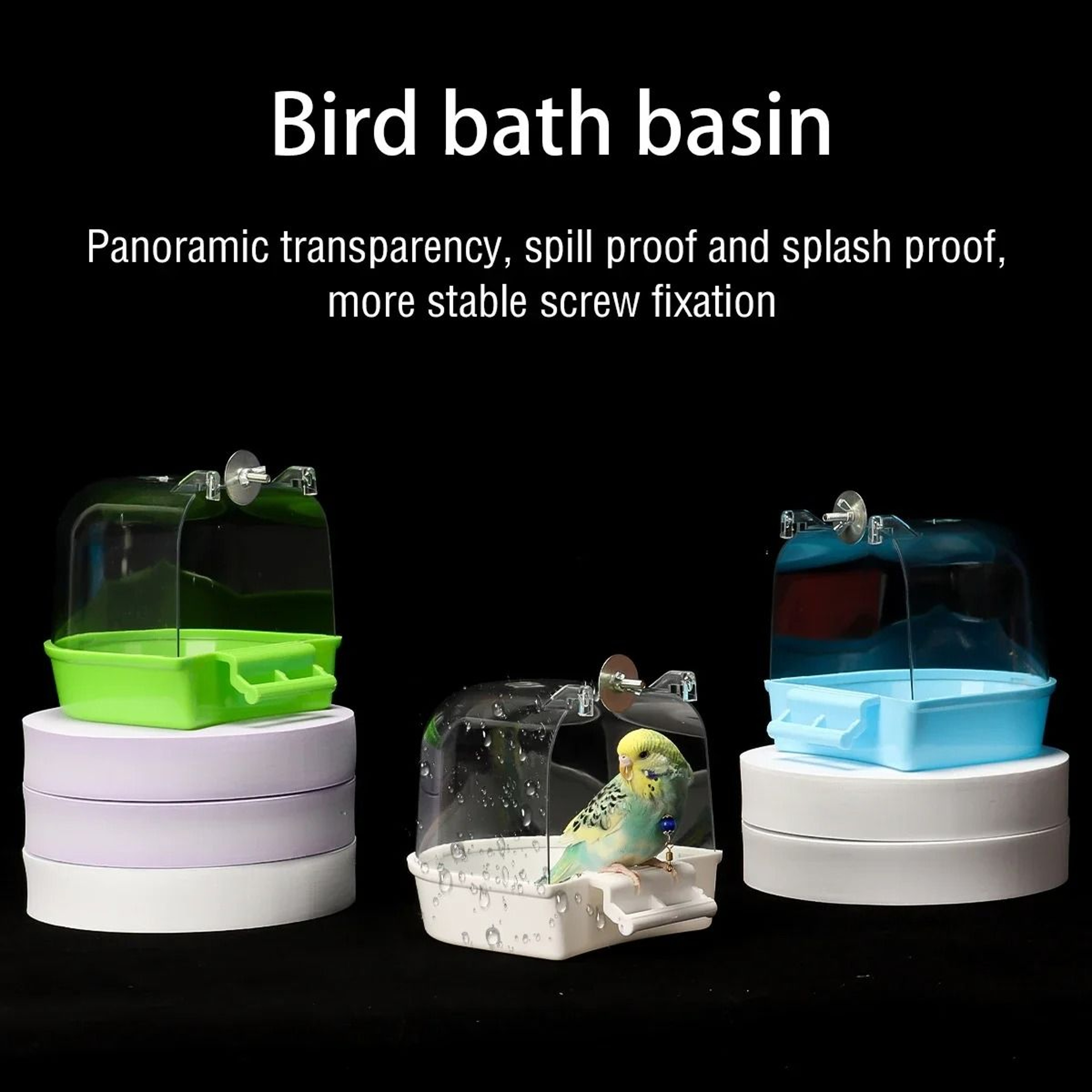Hanging Bird Bath Box Clear Cage Shower For Parakeets And Small Parrots 0