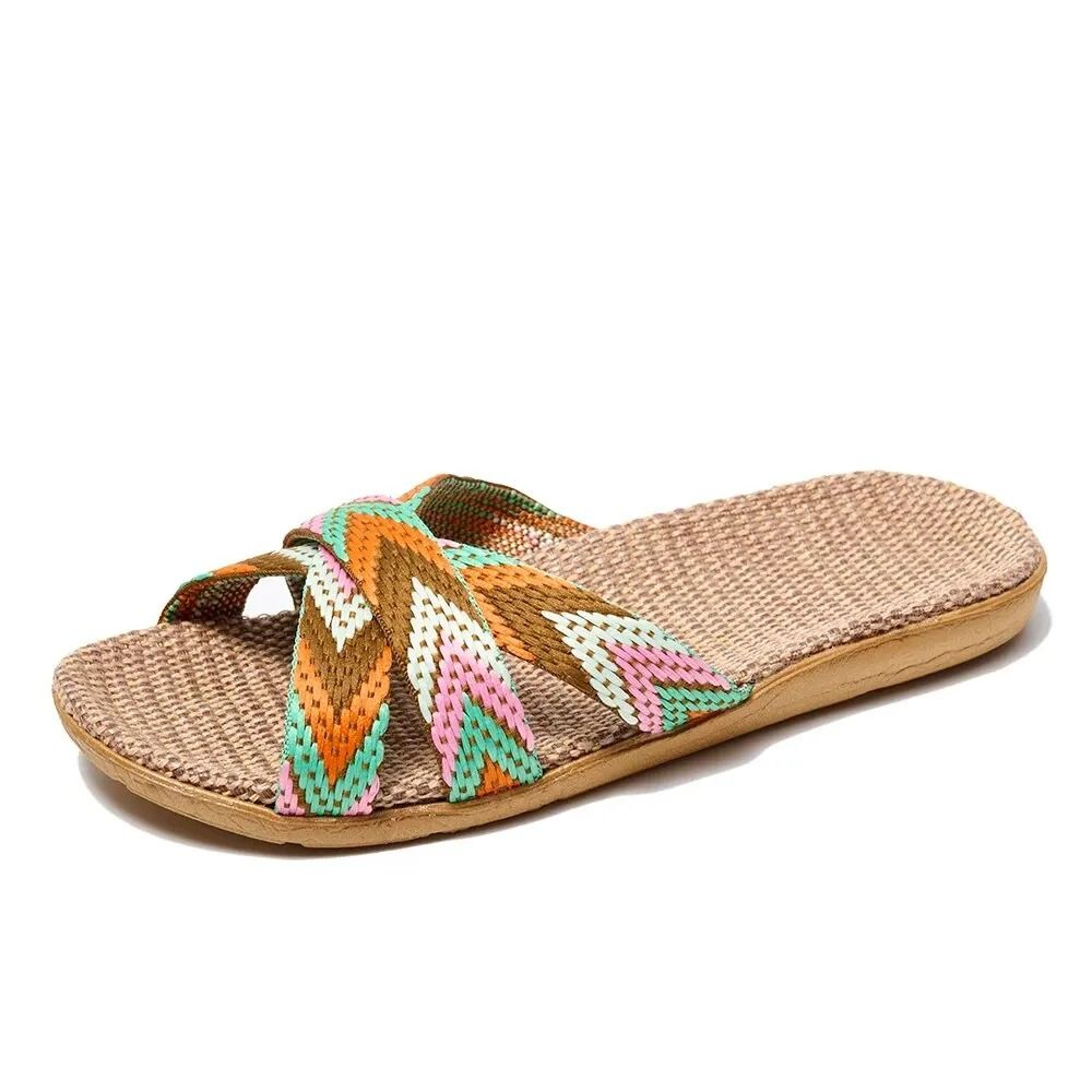 Lightweight Linen House Slippers Breathable NonSlip Indoor Couple Shoes 4