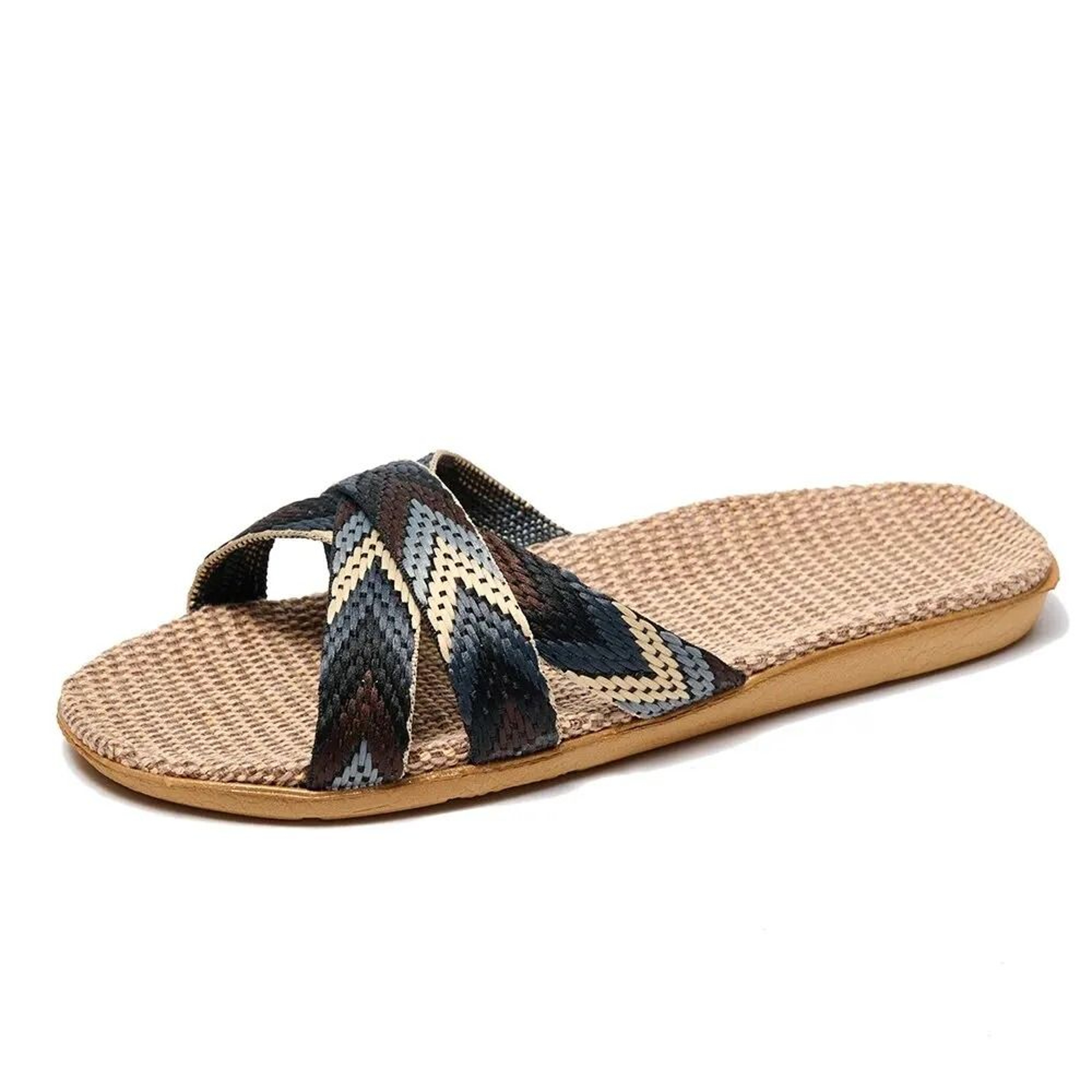 Lightweight Linen House Slippers Breathable NonSlip Indoor Couple Shoes 2