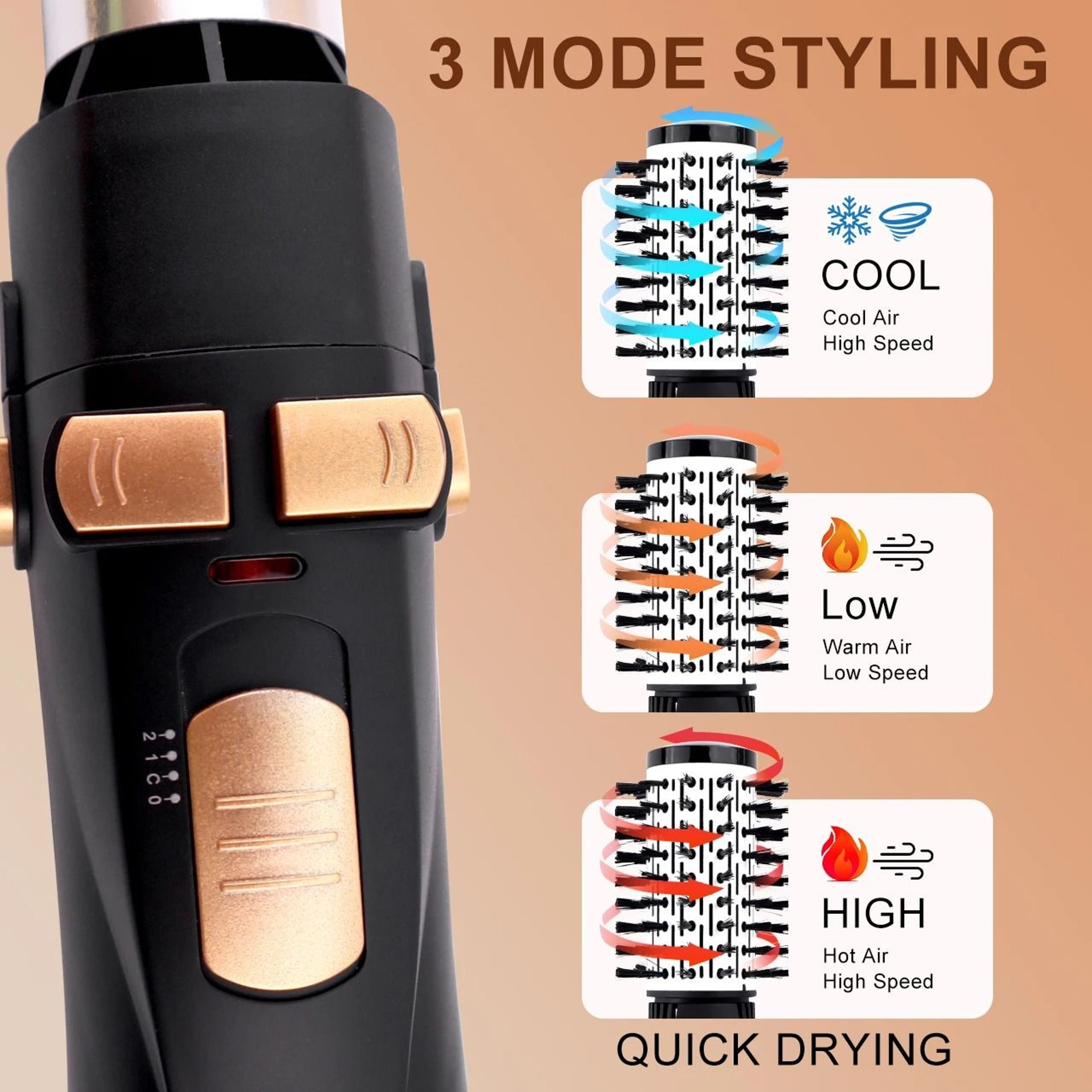 4in1 Hot Air Brush Styler Hair Dryer Straightener Curler Volumizer 4