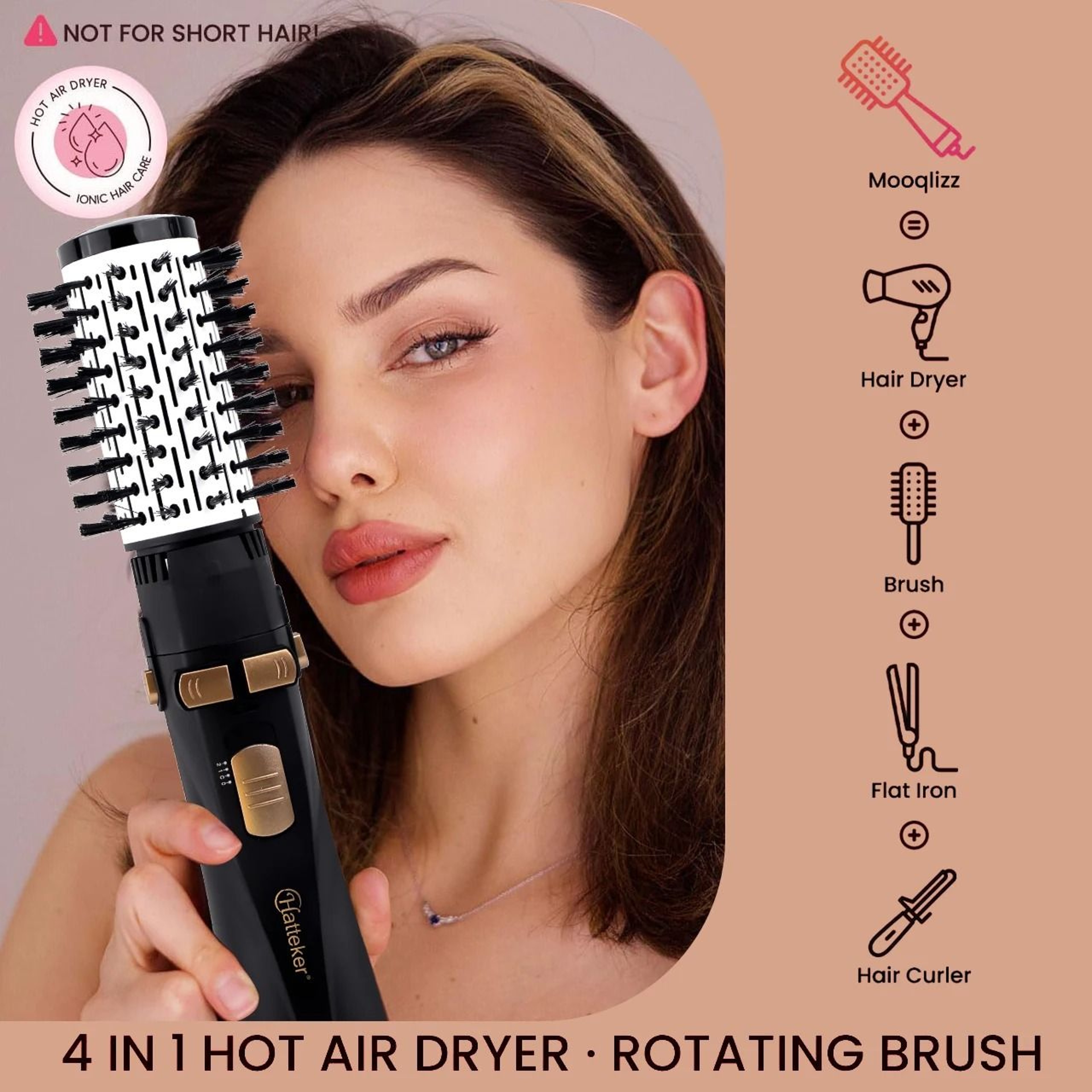 4in1 Hot Air Brush Styler Hair Dryer Straightener Curler Volumizer 1