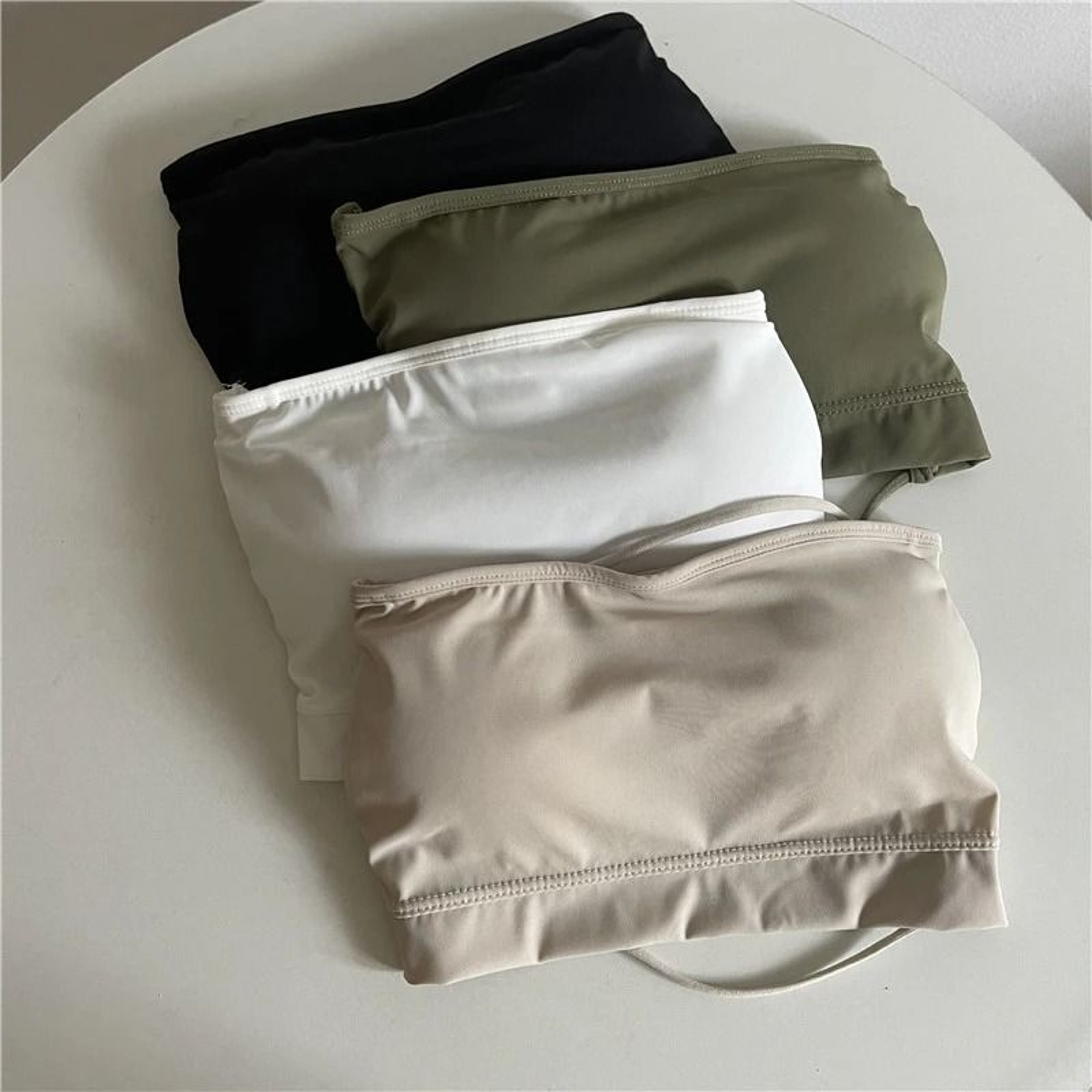 Womens Ice Silk Strapless Bra Seamless Padded Push Up Tube Top 0