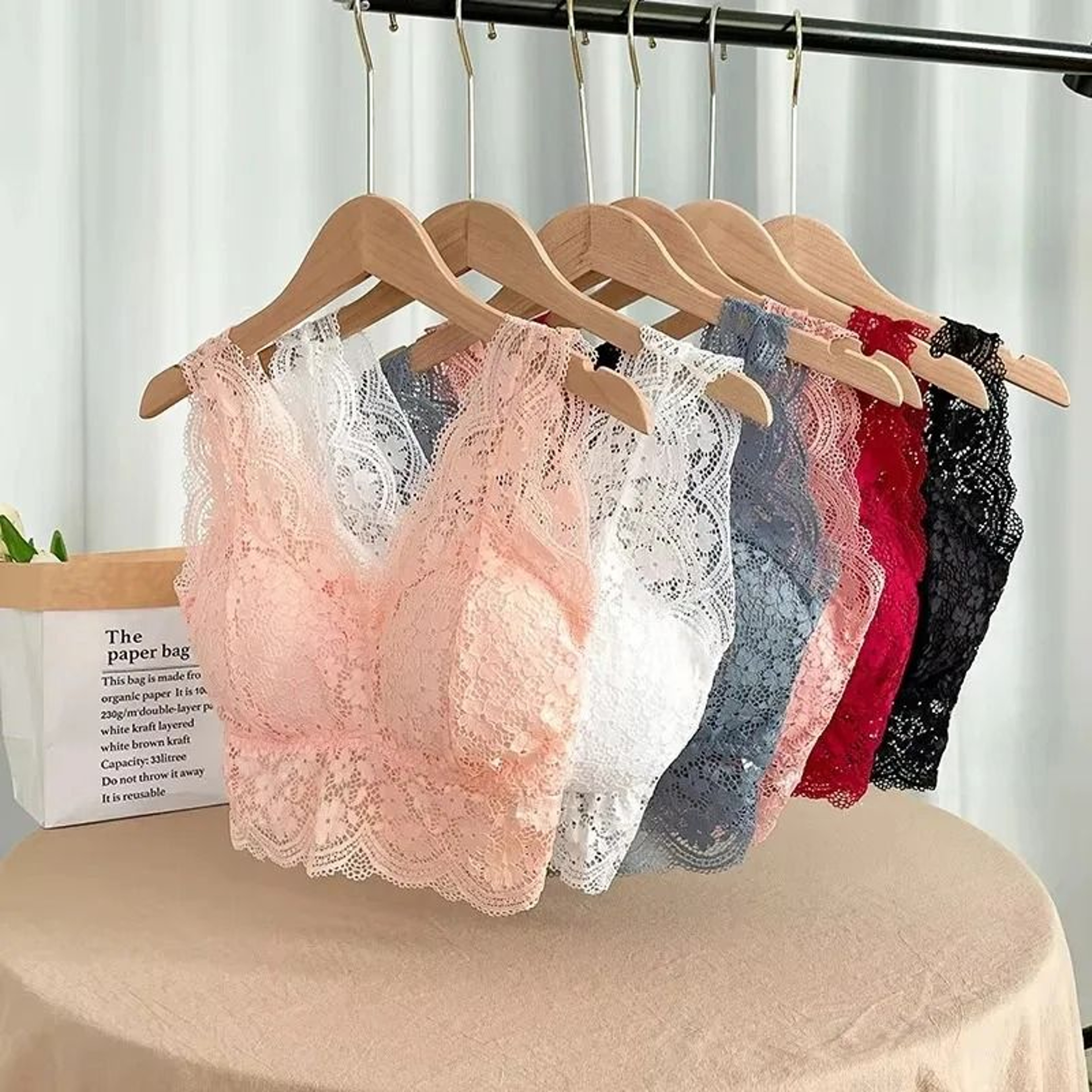 Womens Lace Deep V Bralette Wireless Padded V Back Camisole Top 7