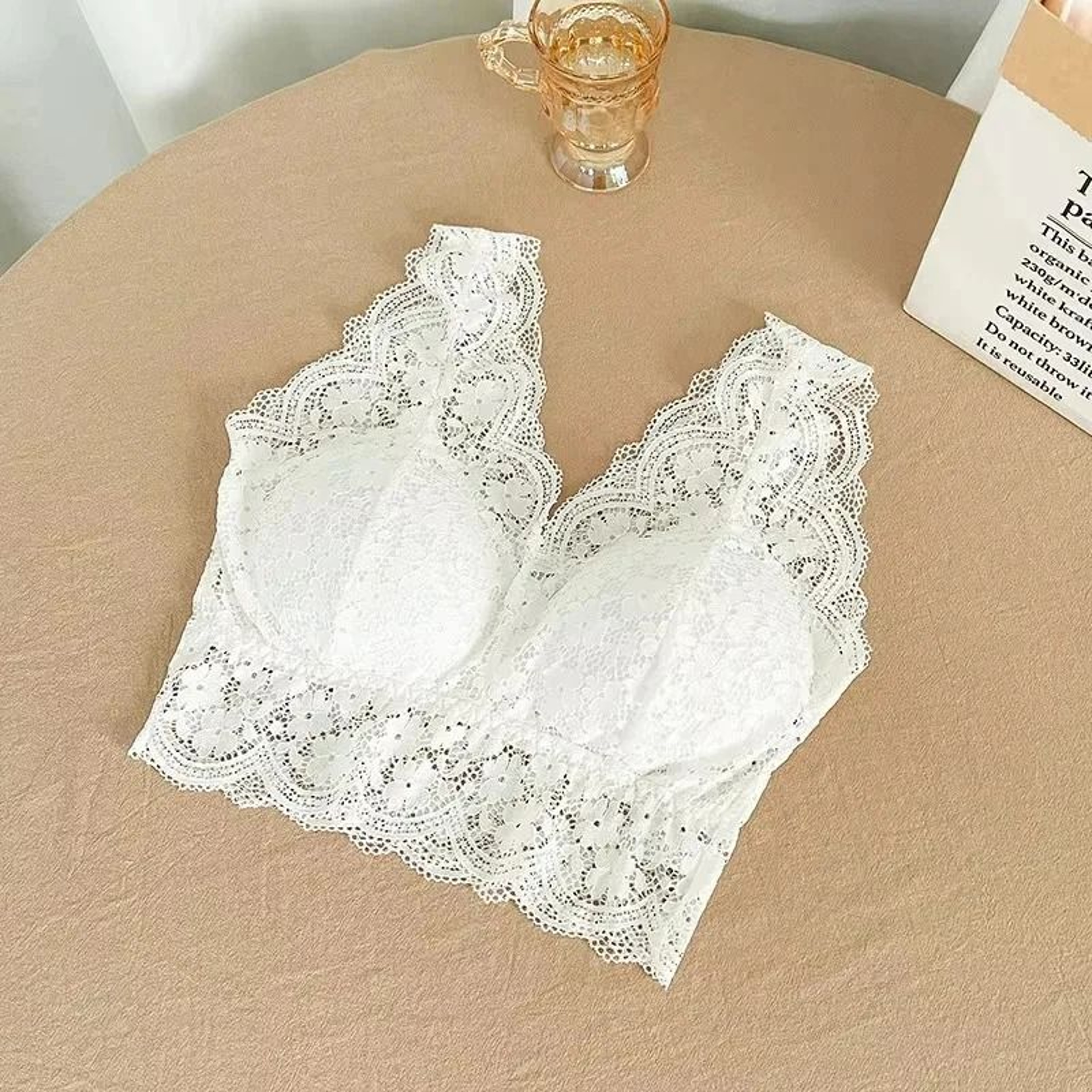 Womens Lace Deep V Bralette Wireless Padded V Back Camisole Top 1