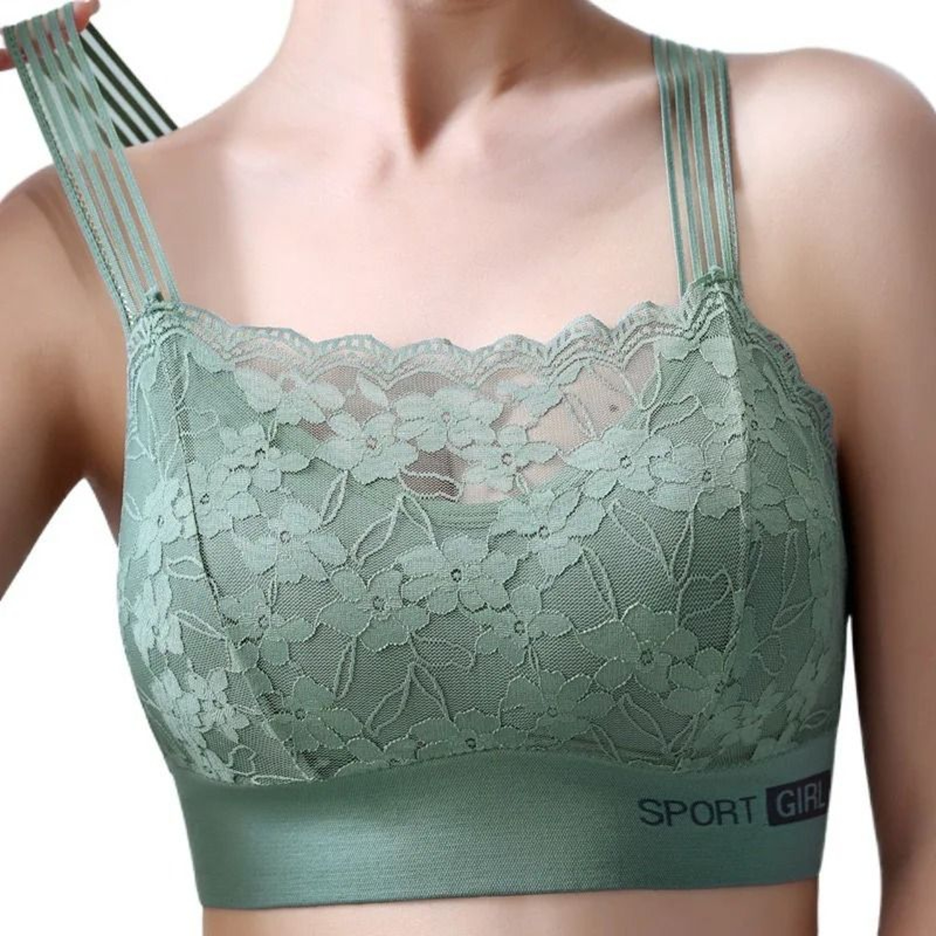 Womens Lace Wireless Bralette Padded Vest Style Seamless Bra Top 6
