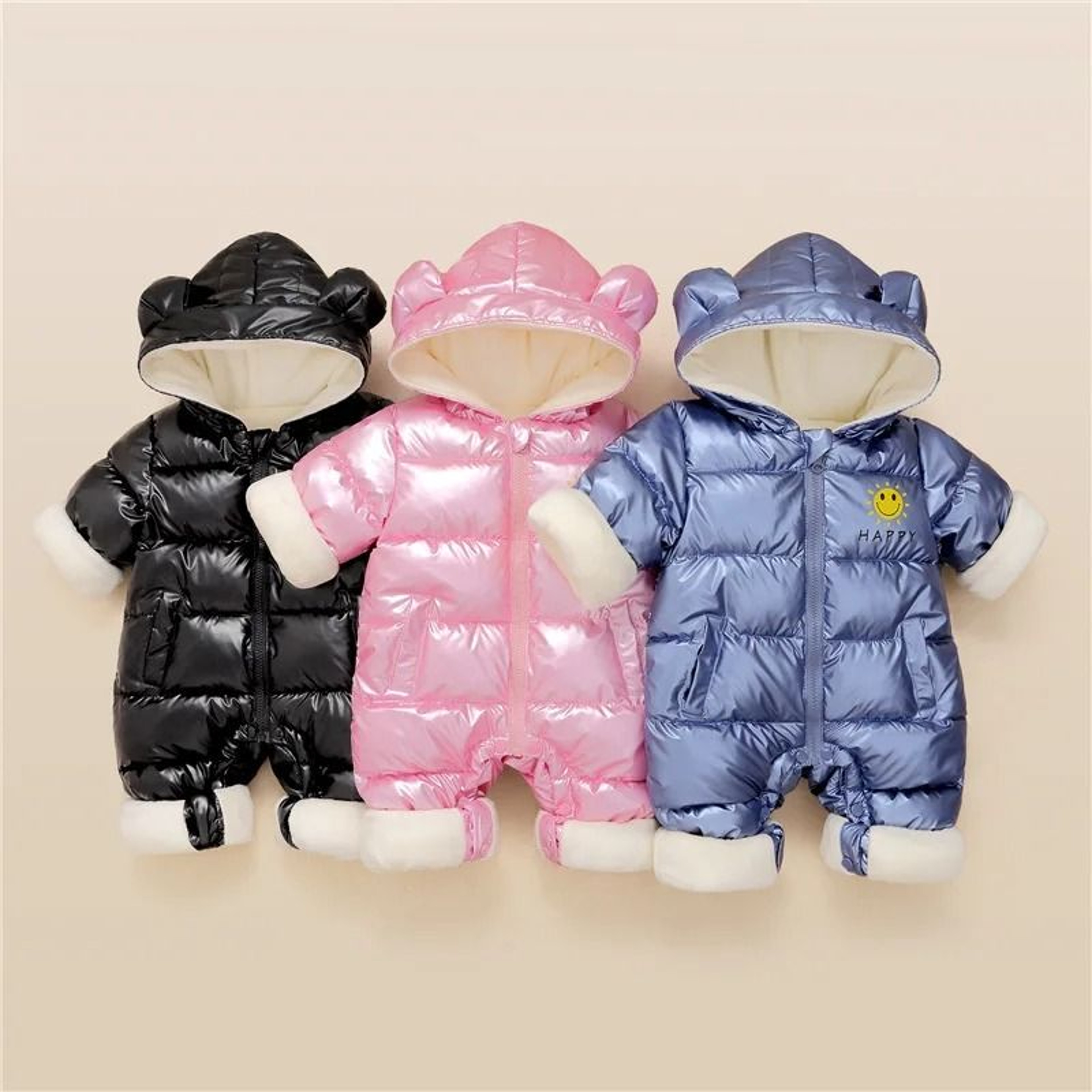Baby Waterproof Winter Snowsuit Plus Velvet Hooded Jumpsuit For Boys And Girls 9