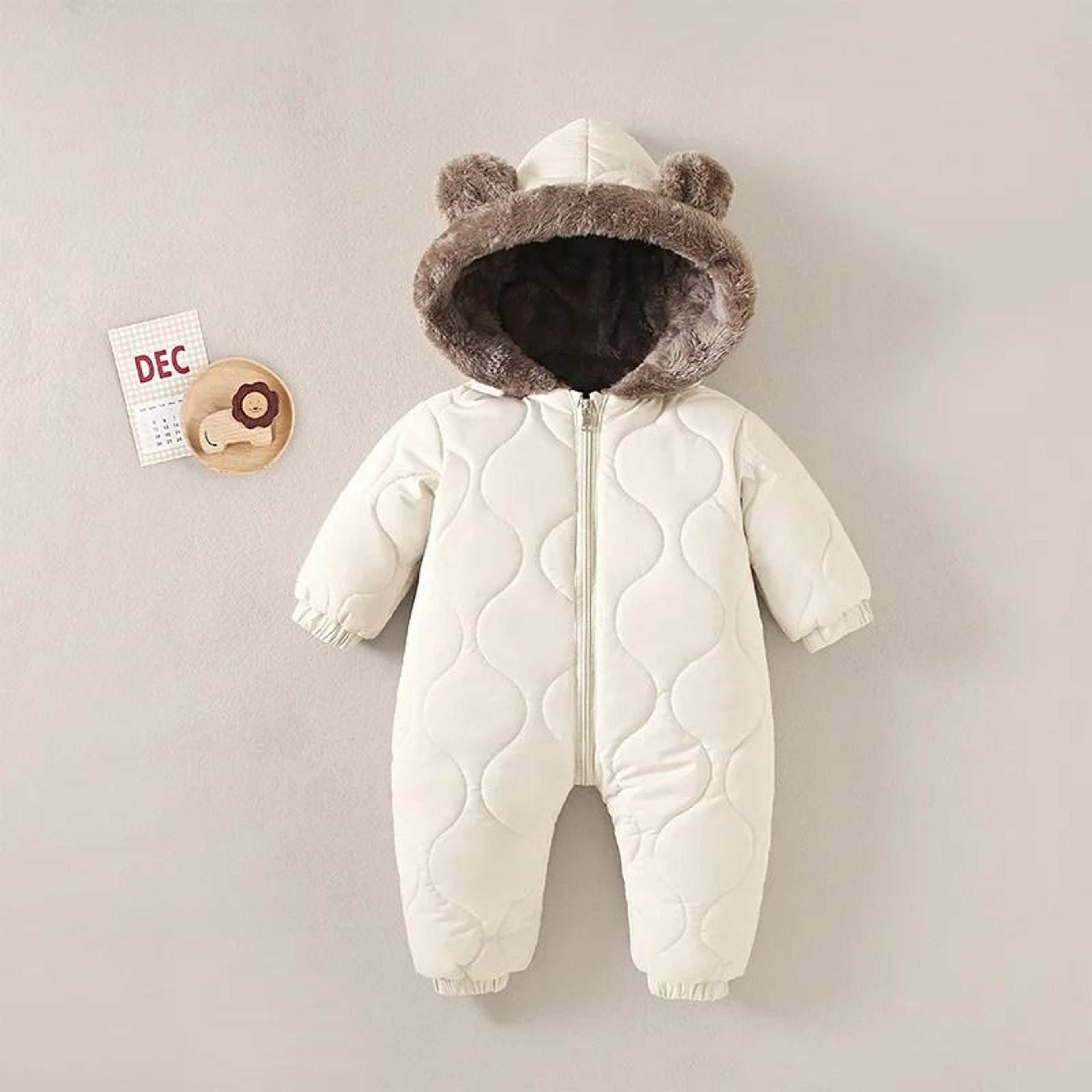 Baby Plus Velvet Winter Snowsuit Hooded Jumpsuit Romper For Boys And Girls 2