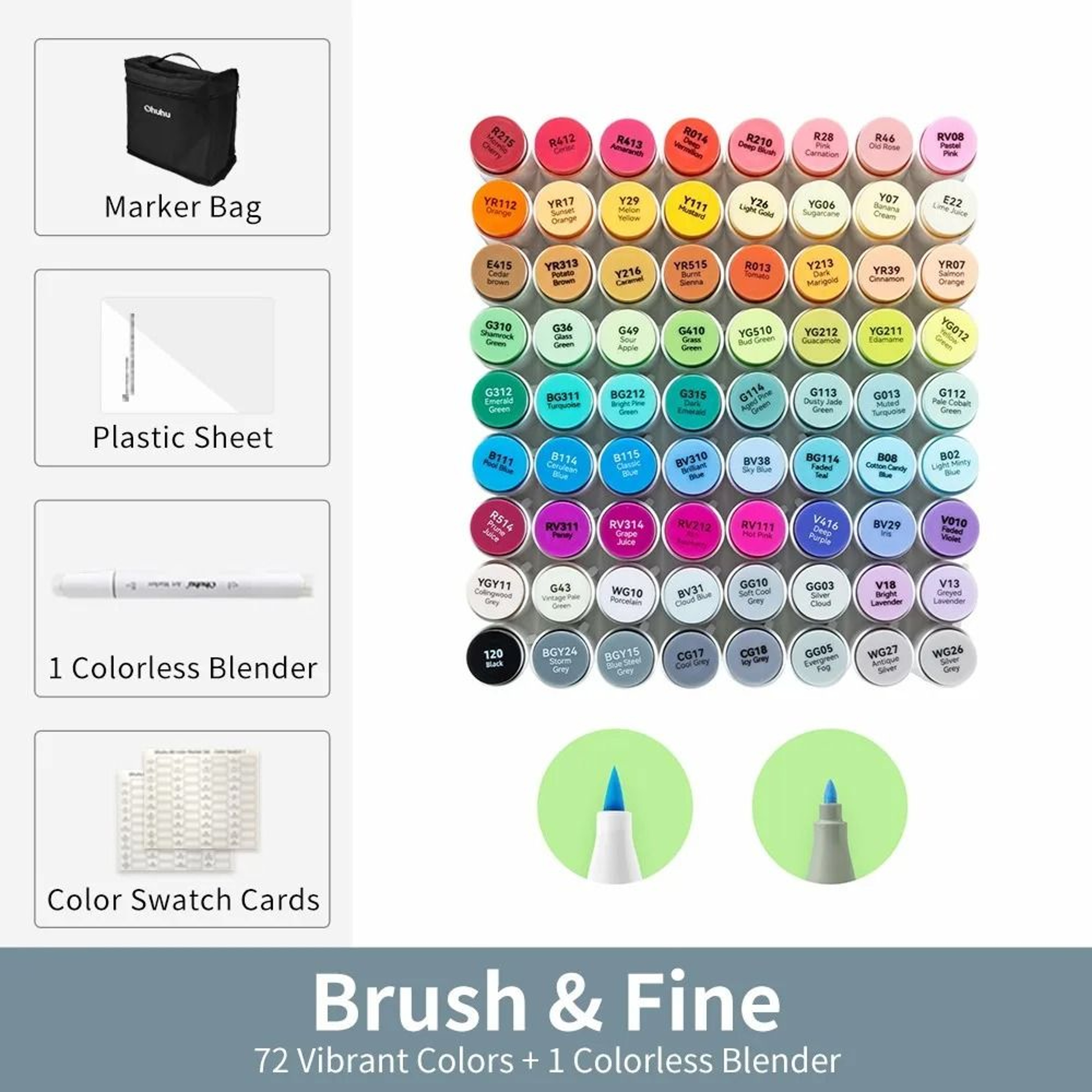 Refillable Dual Tip Alcohol Marker Set Brush And Fine Art Markers 9