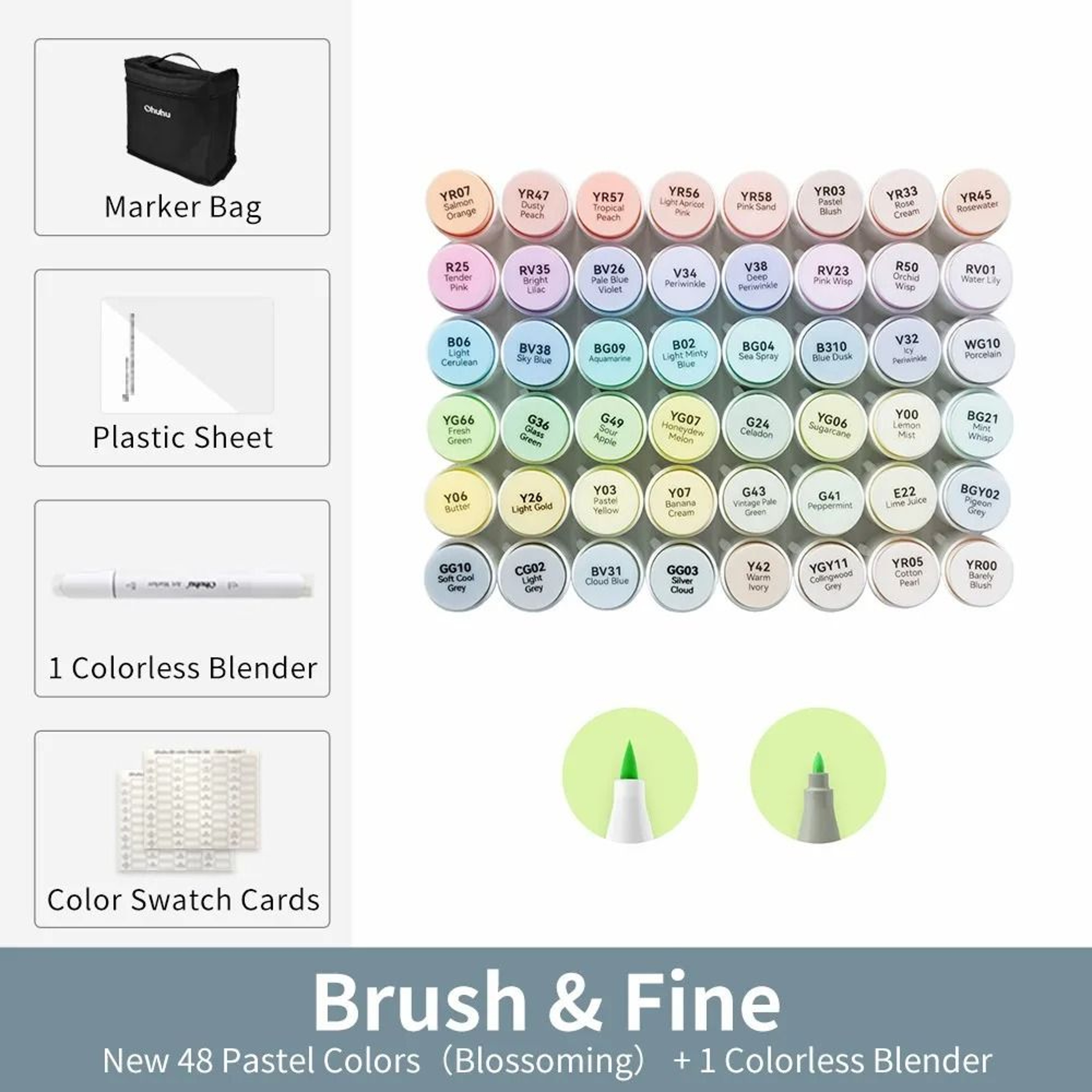 Refillable Dual Tip Alcohol Marker Set Brush And Fine Art Markers 6
