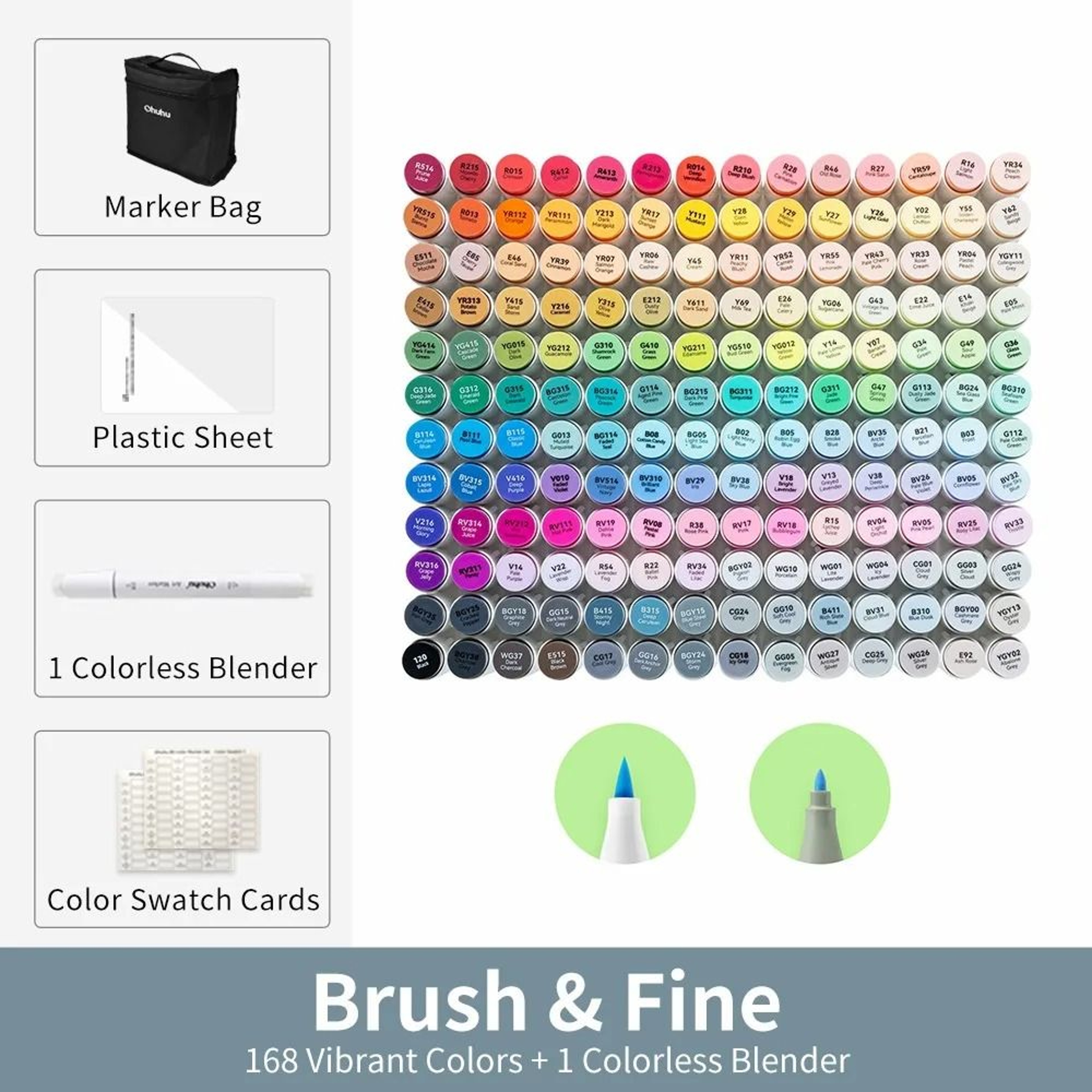 Refillable Dual Tip Alcohol Marker Set Brush And Fine Art Markers 13