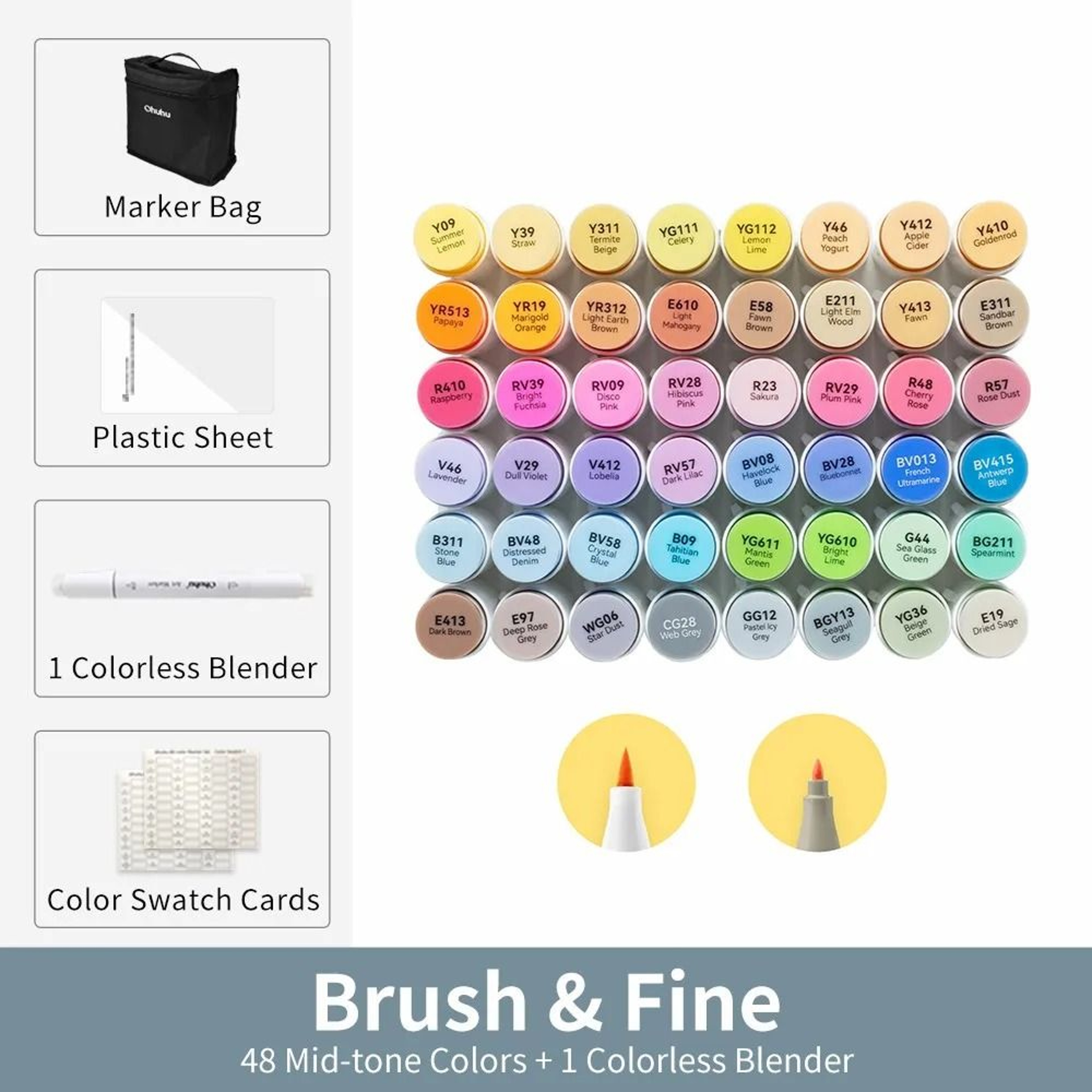 Refillable Dual Tip Alcohol Marker Set Brush And Fine Art Markers 7