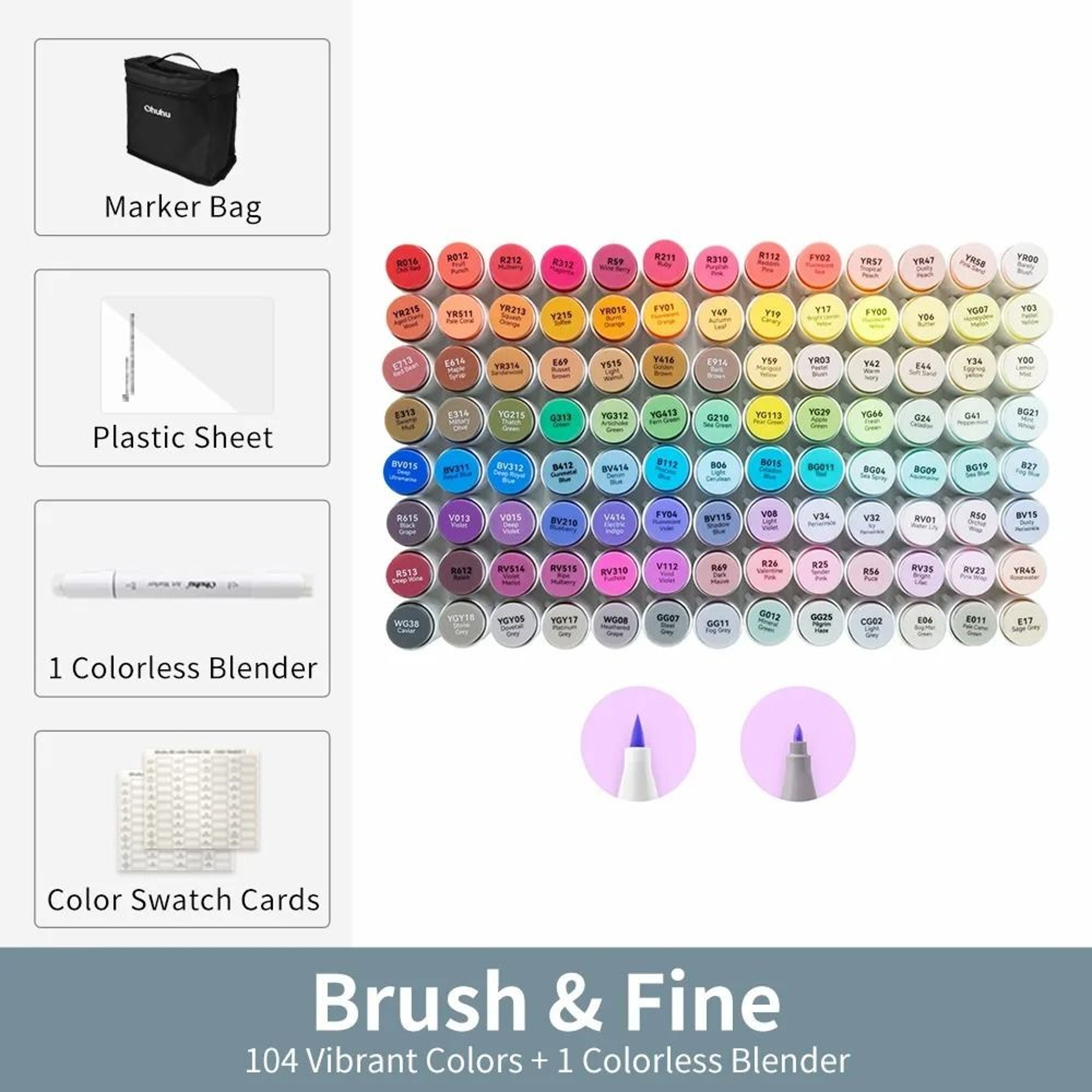 Refillable Dual Tip Alcohol Marker Set Brush And Fine Art Markers 11
