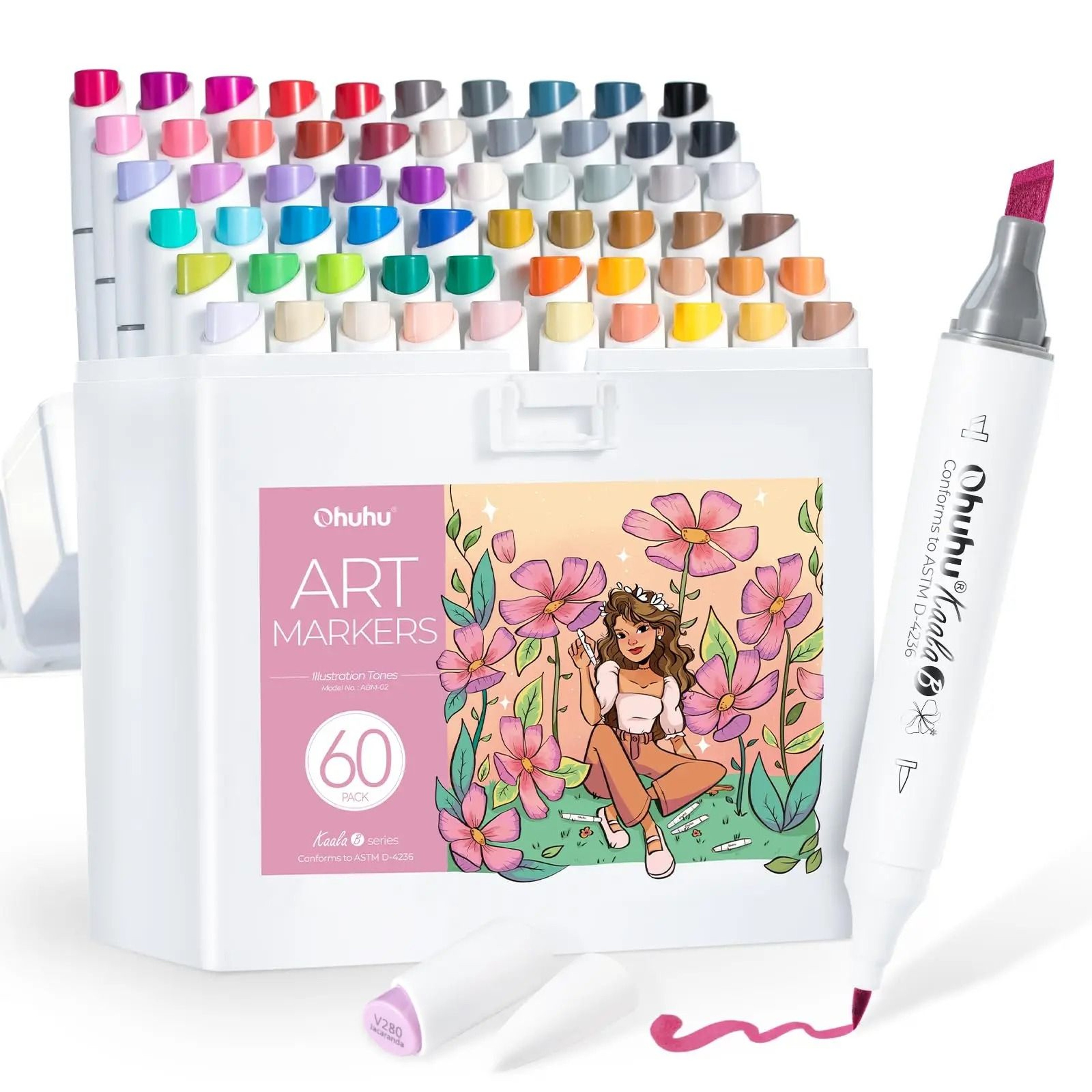 Refillable Dual Tip Alcohol Marker Set Slim Chisel Fine Art Markers 4