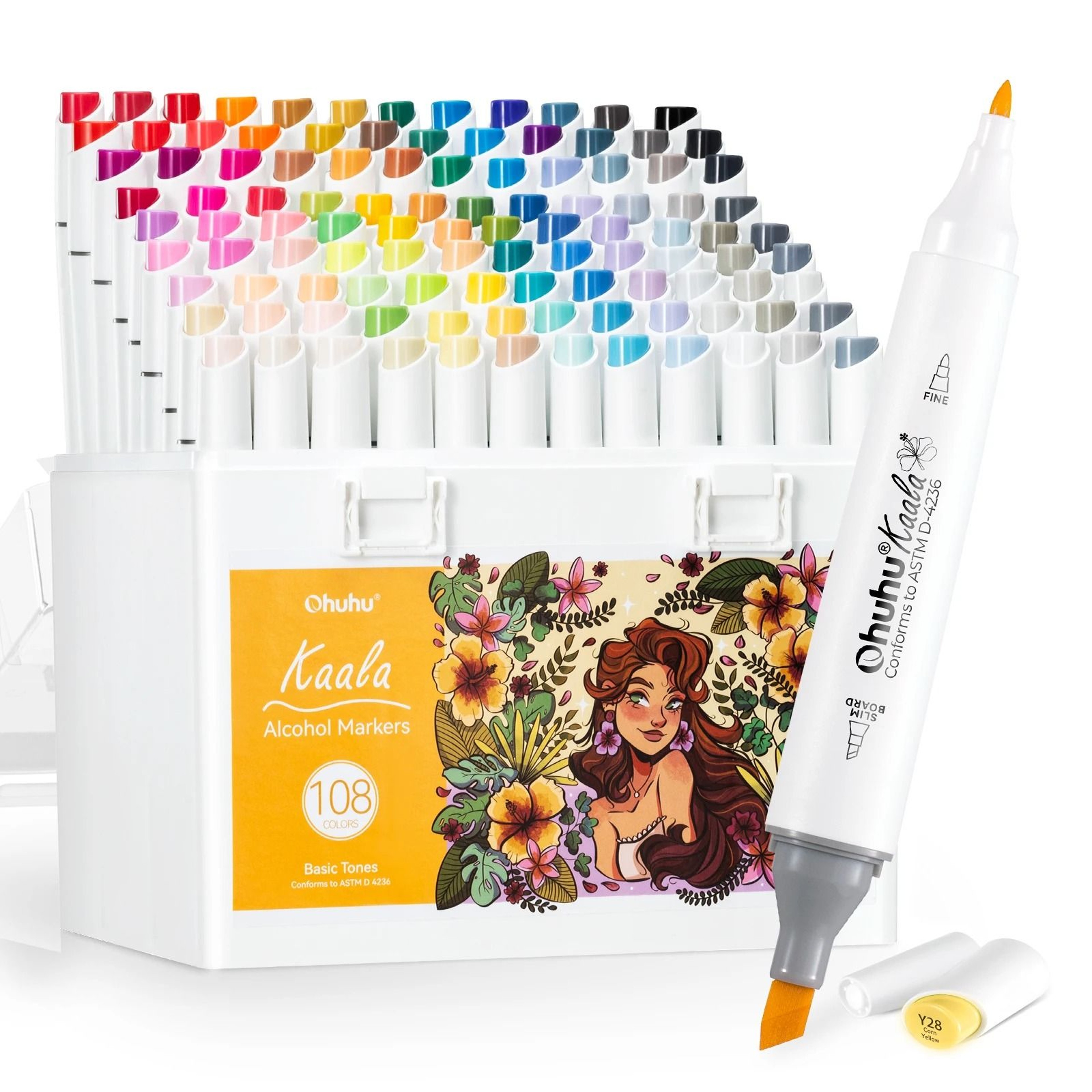 Refillable Dual Tip Alcohol Marker Set Slim Chisel Fine Art Markers 3