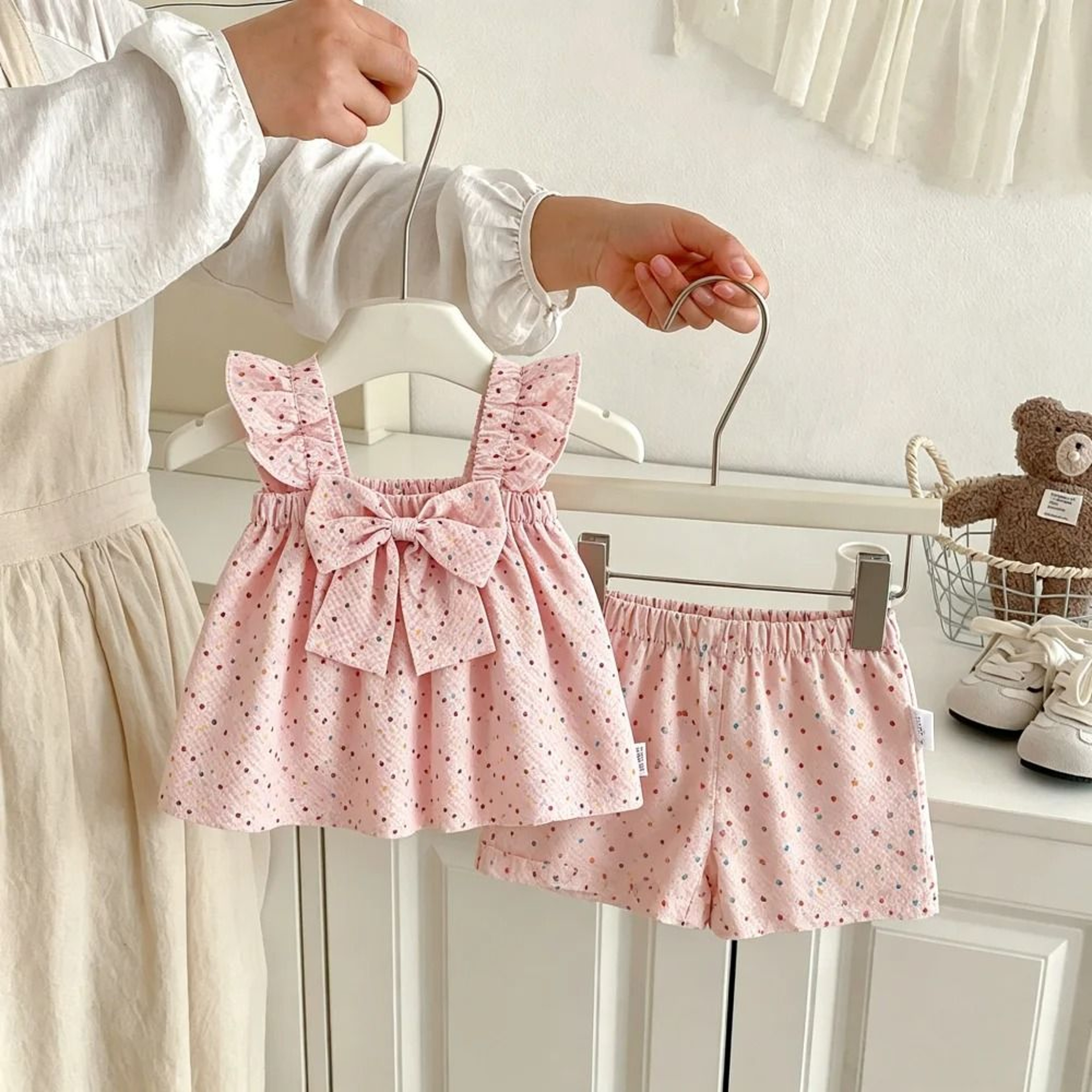 Baby Girl Polka Dot Bow Summer Set Top And Shorts 2 Piece Outfit 0