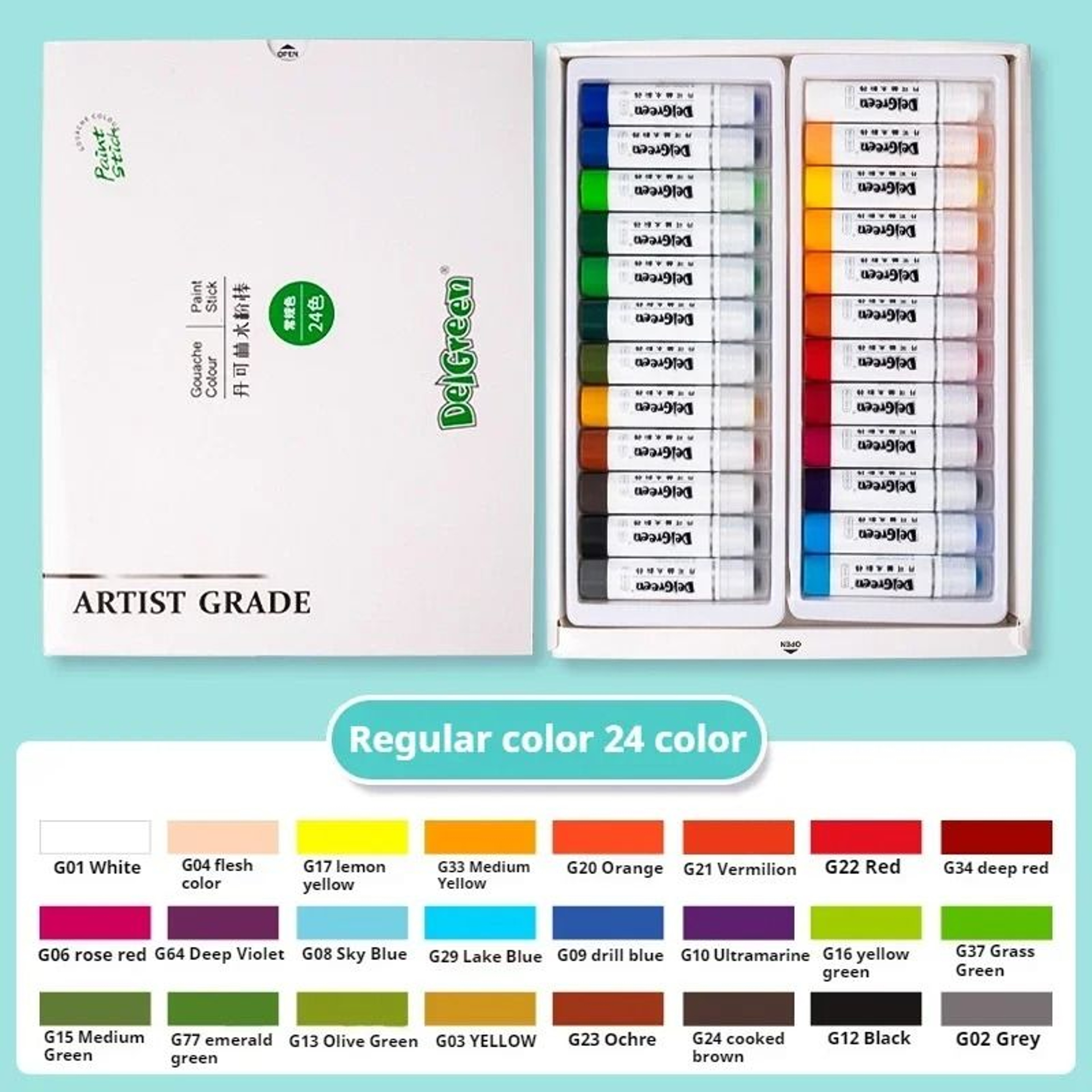 6 To 24 Color Solid Gouache Paint Sticks Washable Twist Up Art Crayons 5