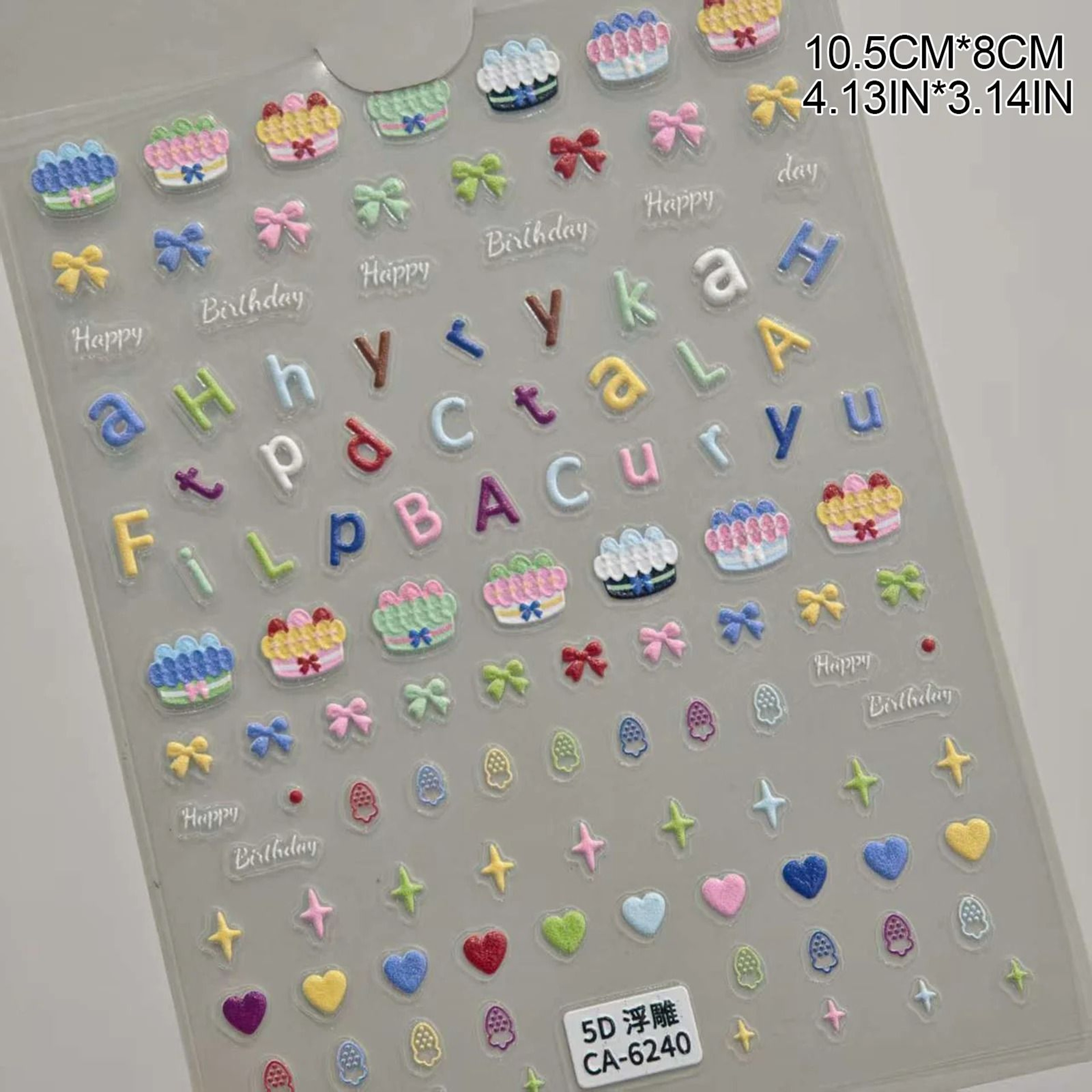 3D Embossed Nail Stickers Cute Bear Heart Flower Self Adhesive Decals 1