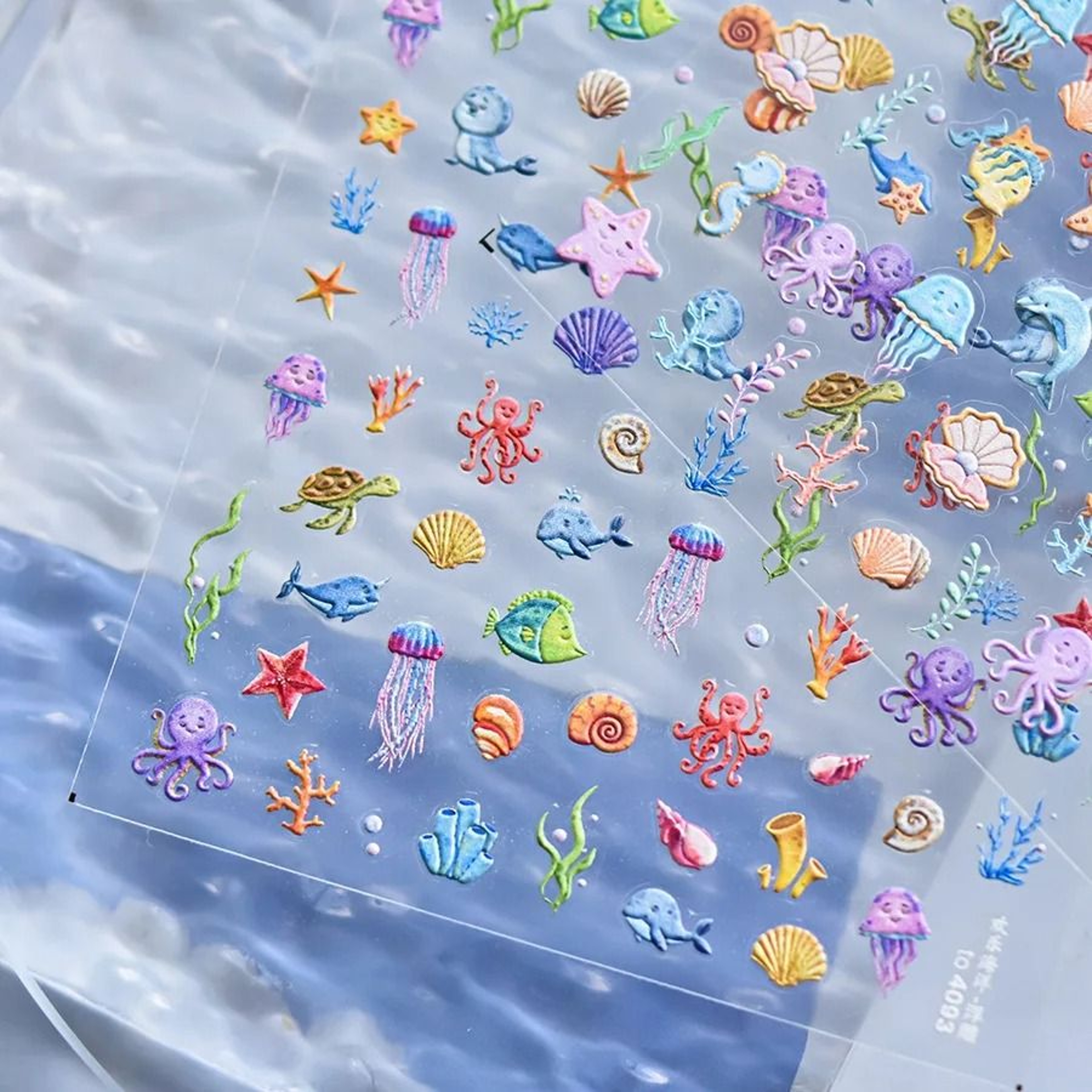 5D Bubble Nail Art Stickers Shell Light Cat Heart Summer Manicure Decals 0