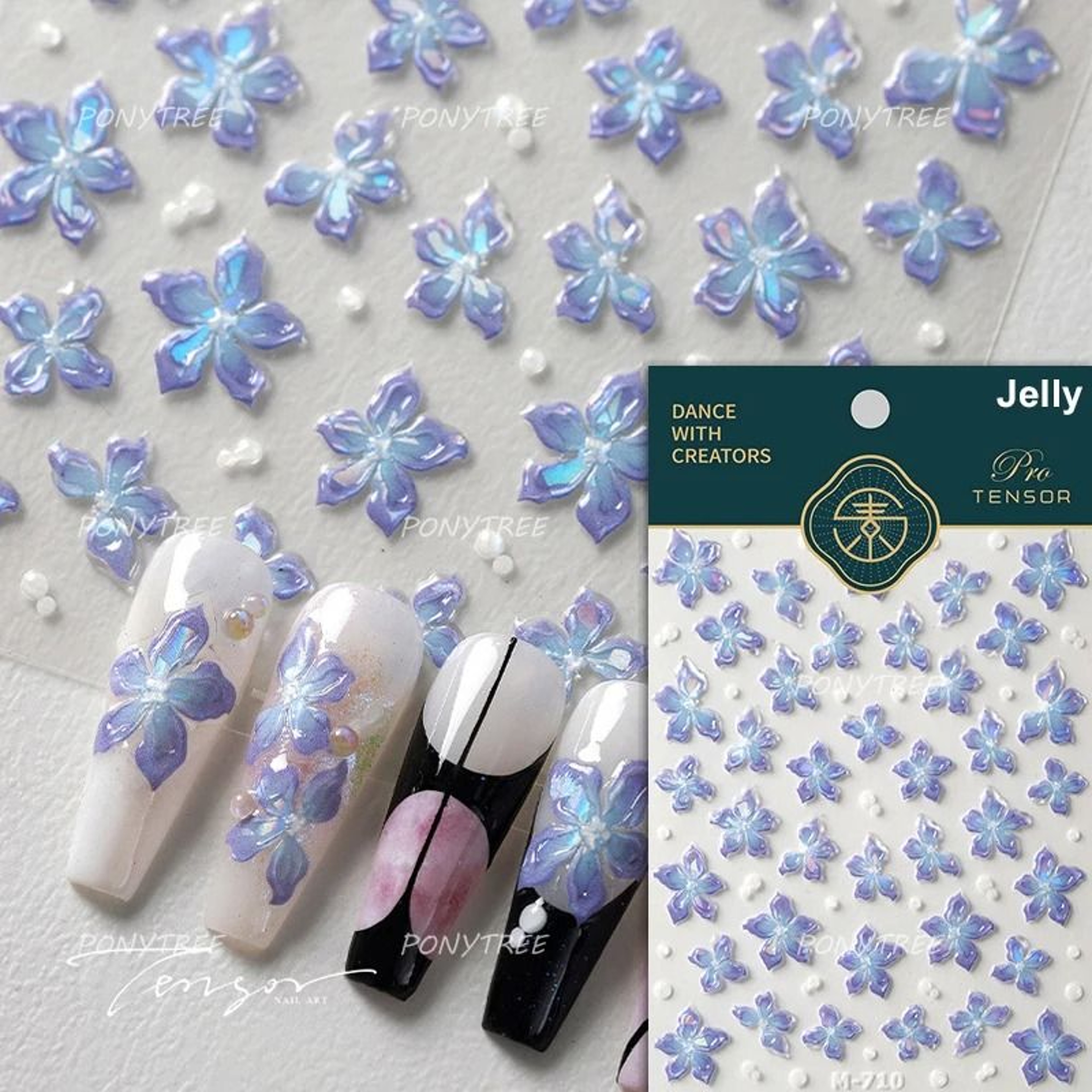 5D Frangipani Nail Stickers Colorful Lily Flower Romantic Manicure Decals 17