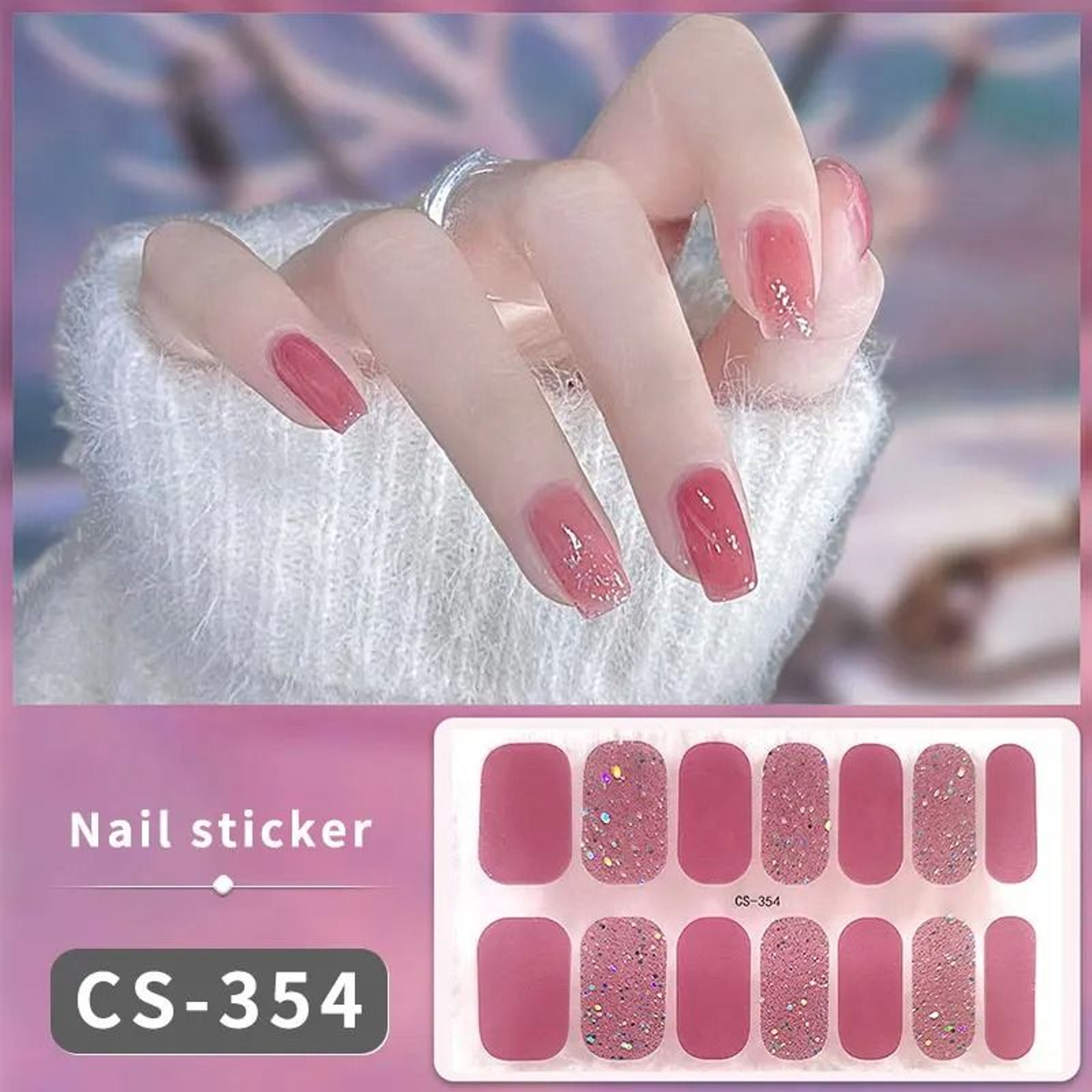 14 Or 16 Tip No UV Gel Nail Wraps Gradient Full Cover Nail Stickers 0