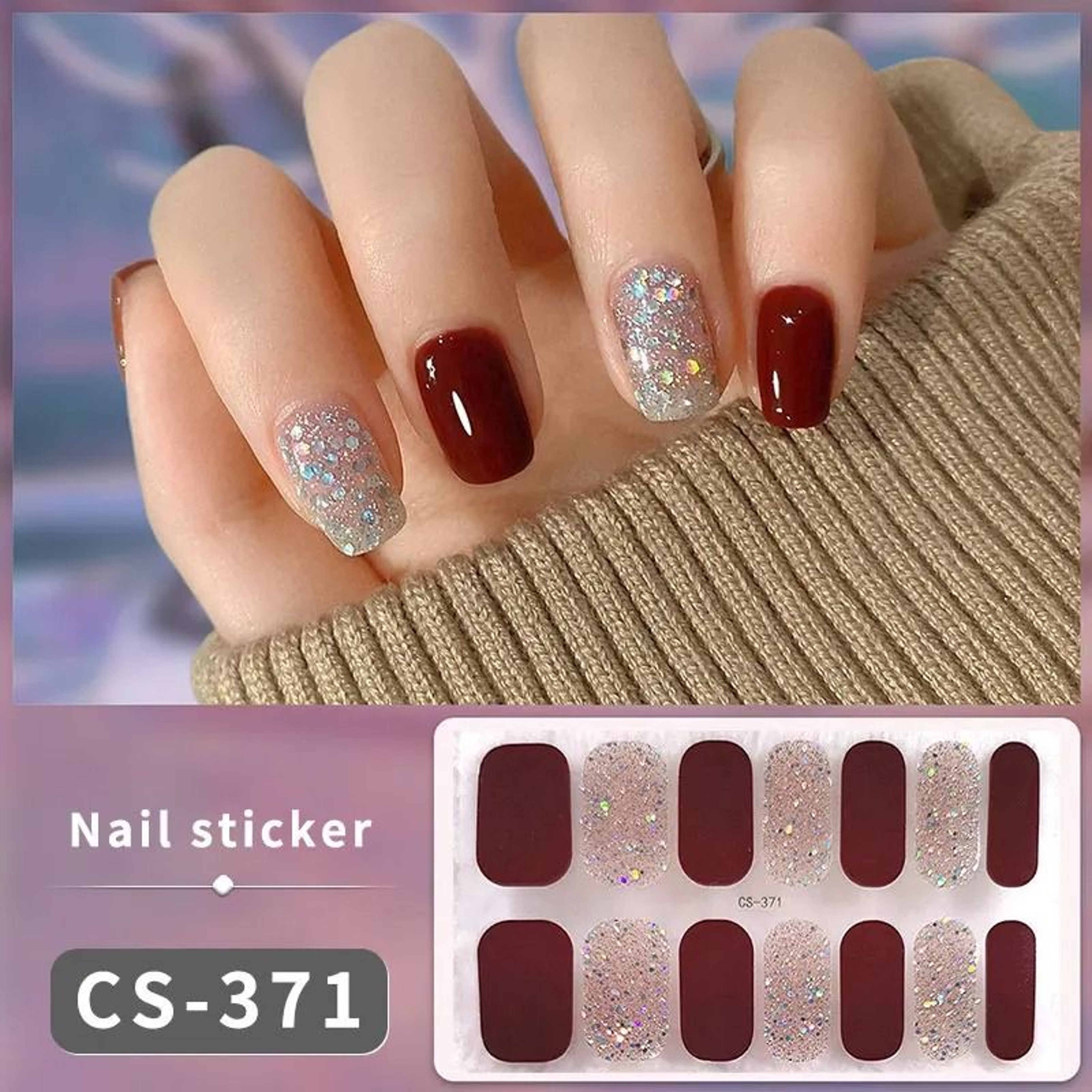 14 Or 16 Tip No UV Gel Nail Wraps Gradient Full Cover Nail Stickers 15
