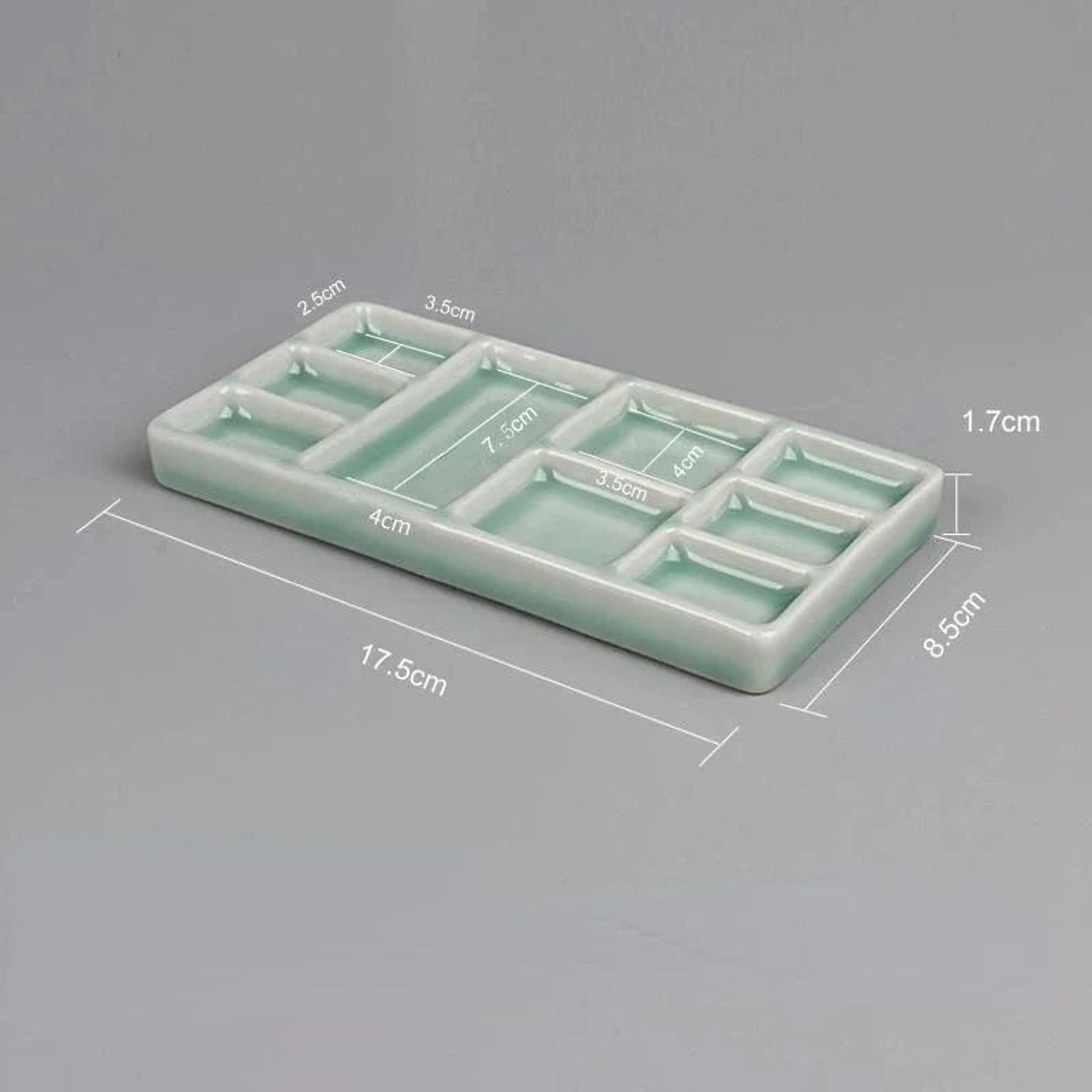 Square Ceramic Watercolor Palette Multi Grid Porcelain Paint Mixing Tray 5