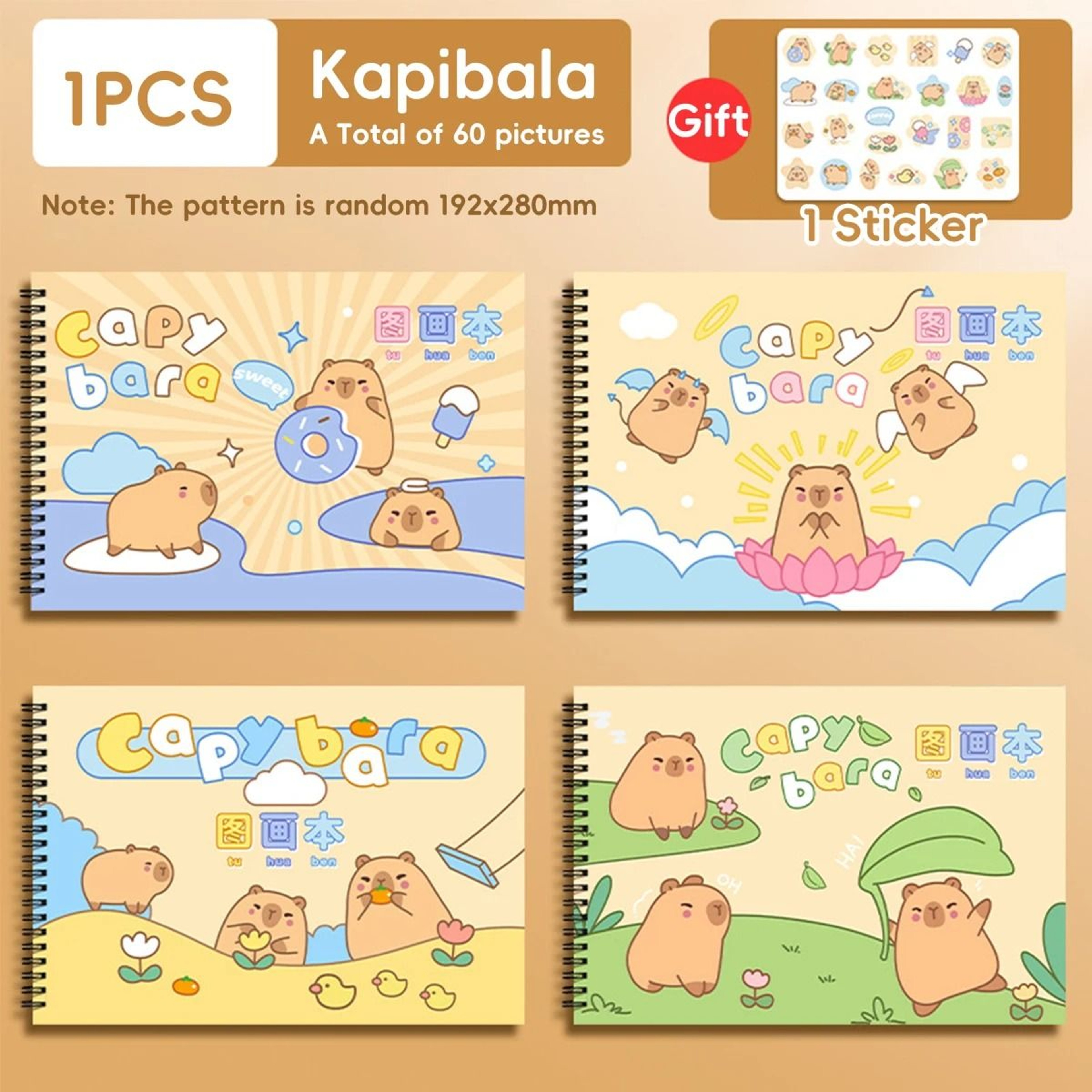 A4 Capybara Sketchbook 50 Sheet Thick Blank Drawing Pad For Kids 5