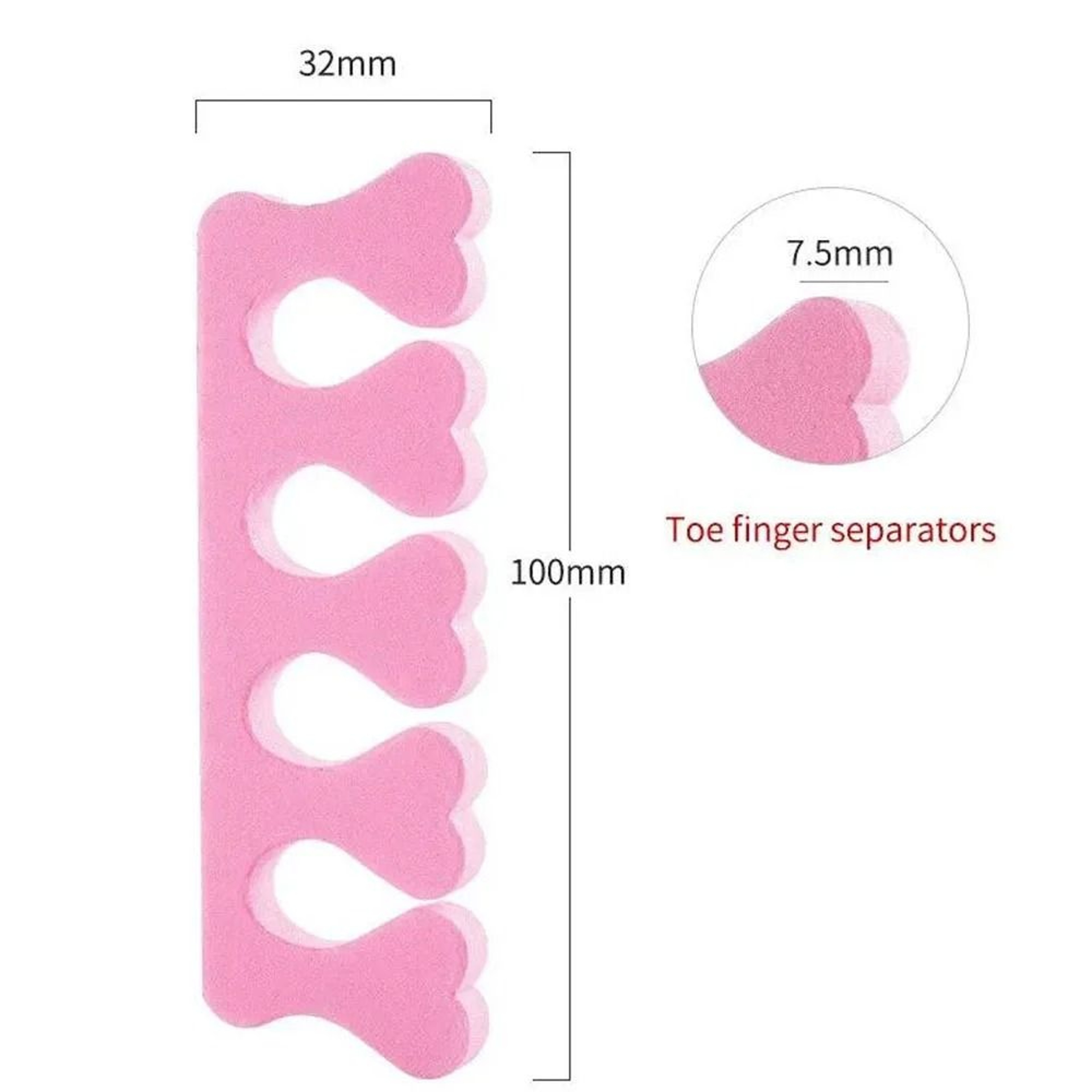 50 Pairs Soft Toe Separators Heart Design Manicure Pedicure Nail Art Tools 16