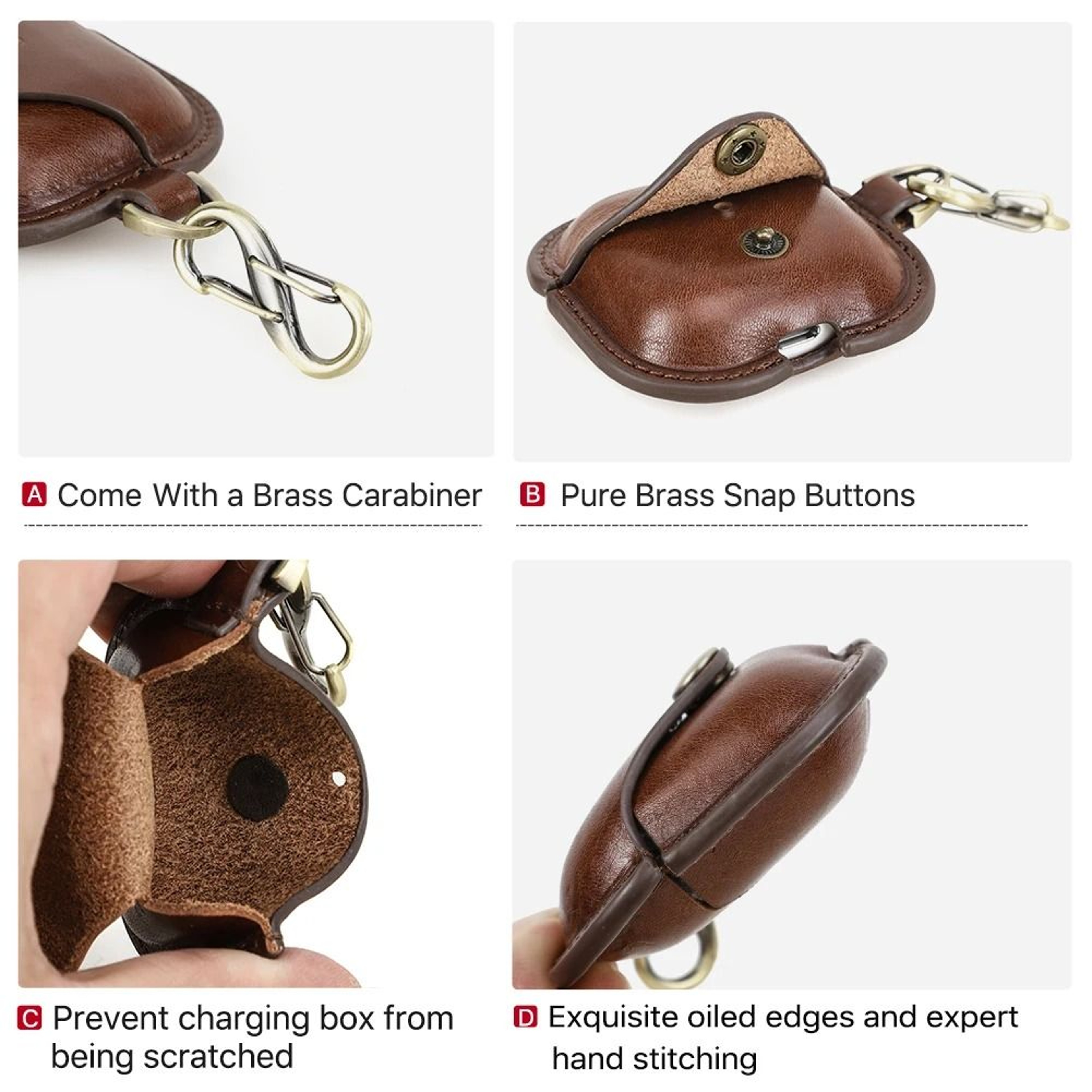 Genuine Leather Earbud Case Protective Cover For 4th Generation Charging Case 5
