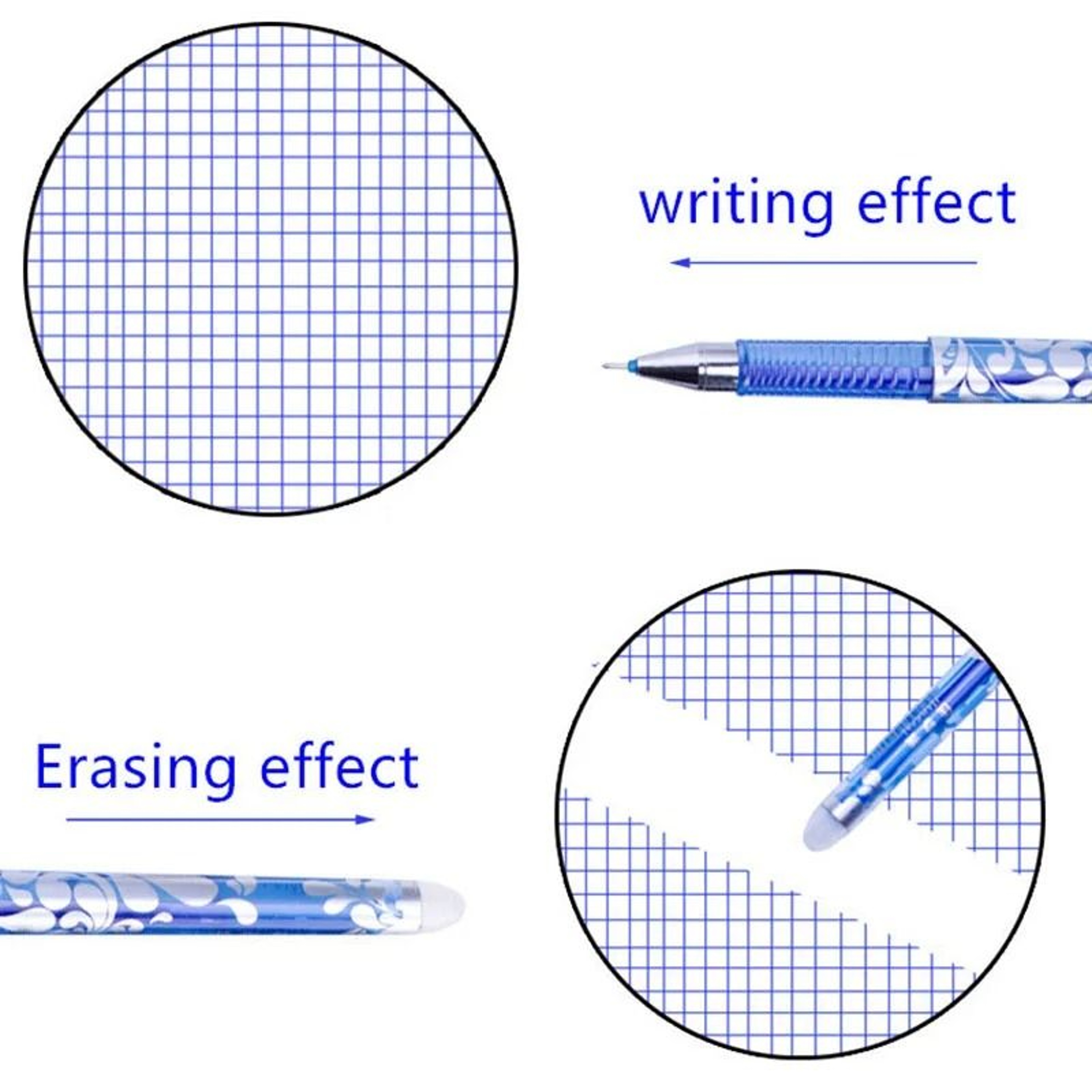 30 50 100PC 05mm Erasable Pen Refills Blue Black Gel Ink Refill Set 7